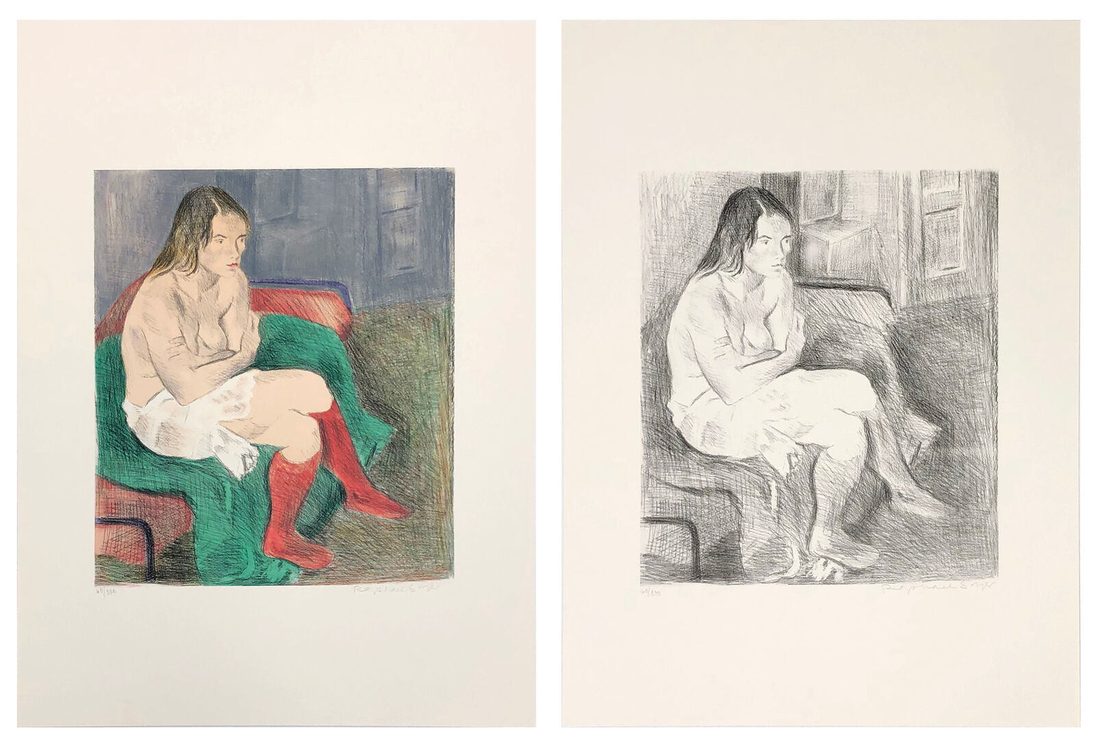 WOMAN IN RED STOCKINGS PORTFOLIO by Raphael Soyer, 1979