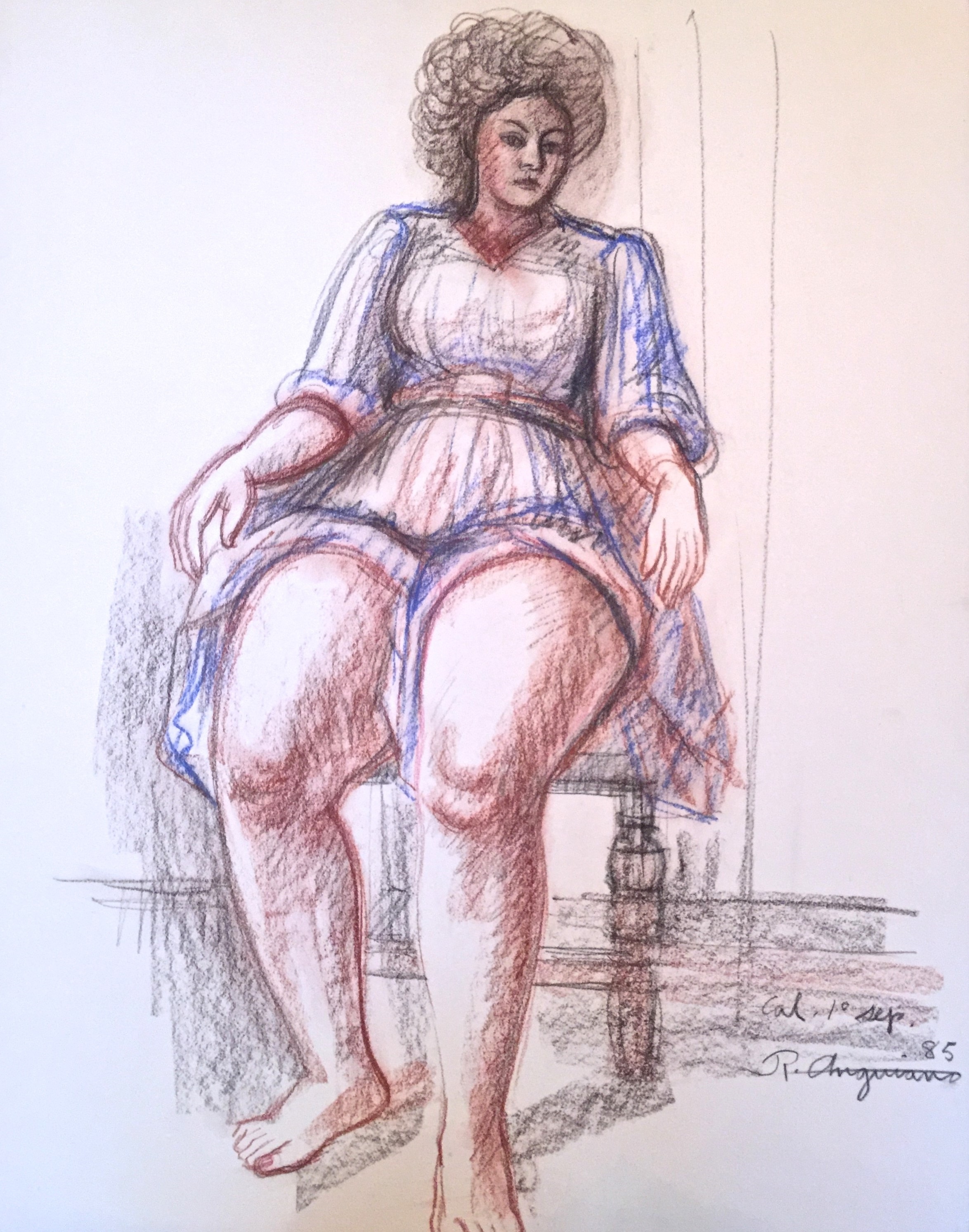 Muchaca en azul by Raúl Anguiano, 1985