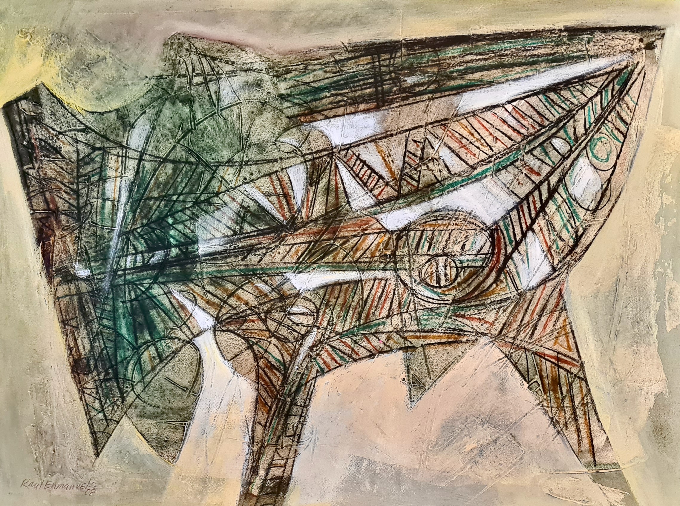 A drawing of a piece of art that is on a wall.