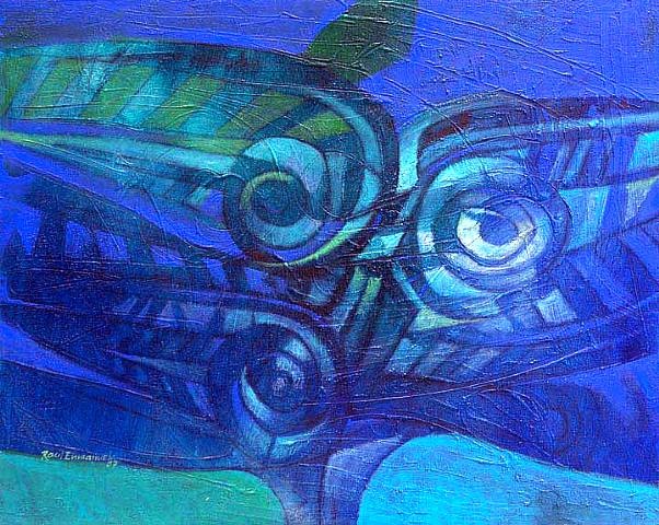 Artwork by Raul Enmanuel, tres cabezas de pajaro, Made of Acrylic, Material, And Charcoal On Canvas 
