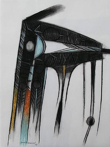 a drawing of a black and white drawing of an abstract object
