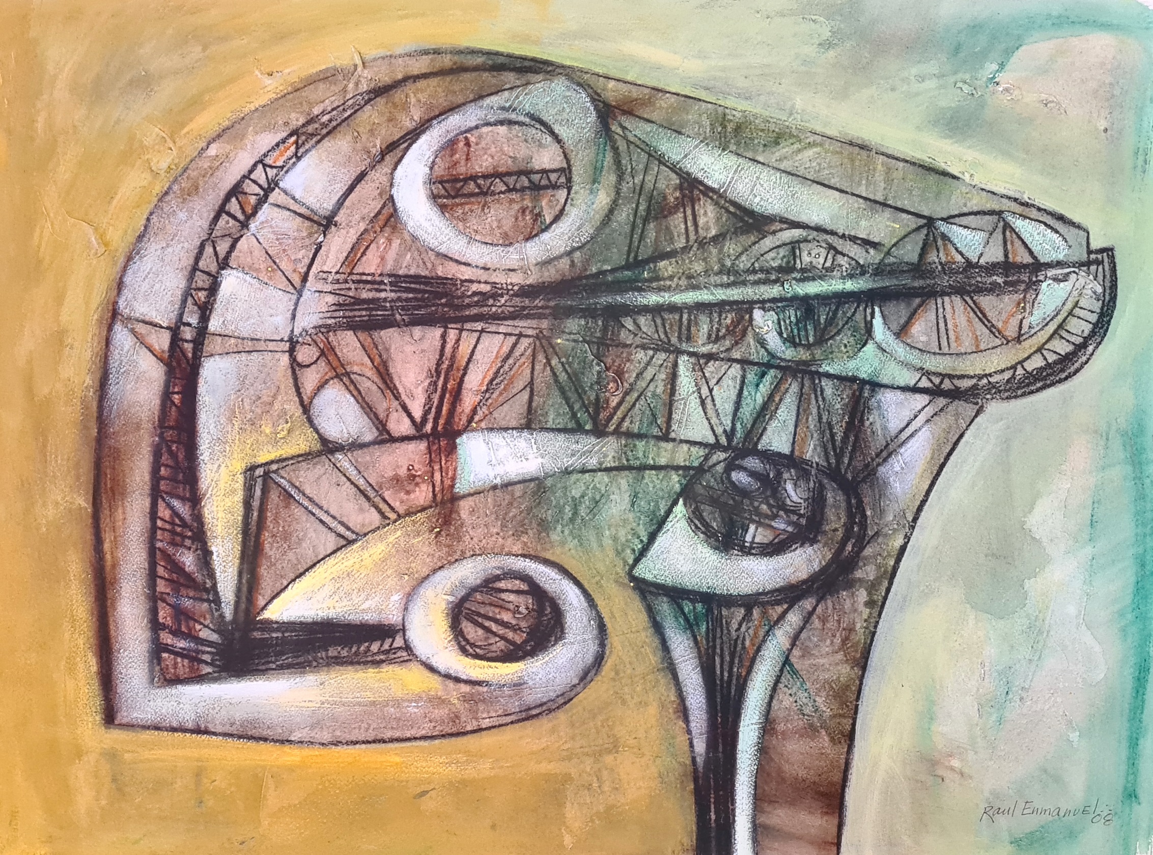 A painting of a piece of art that is on a wall.