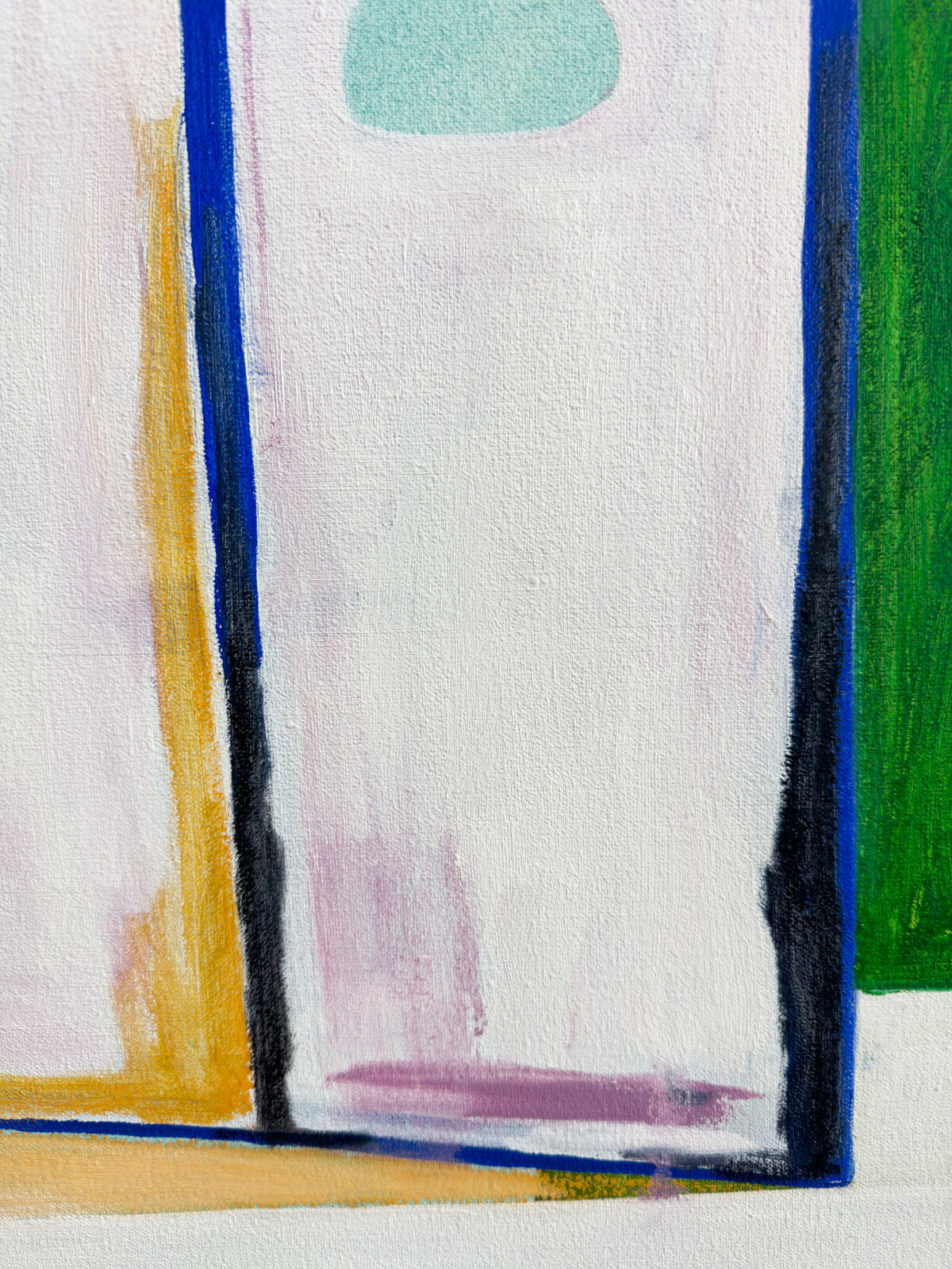 A colorful abstract composition featuring geometric shapes, patterns, and bold colors.