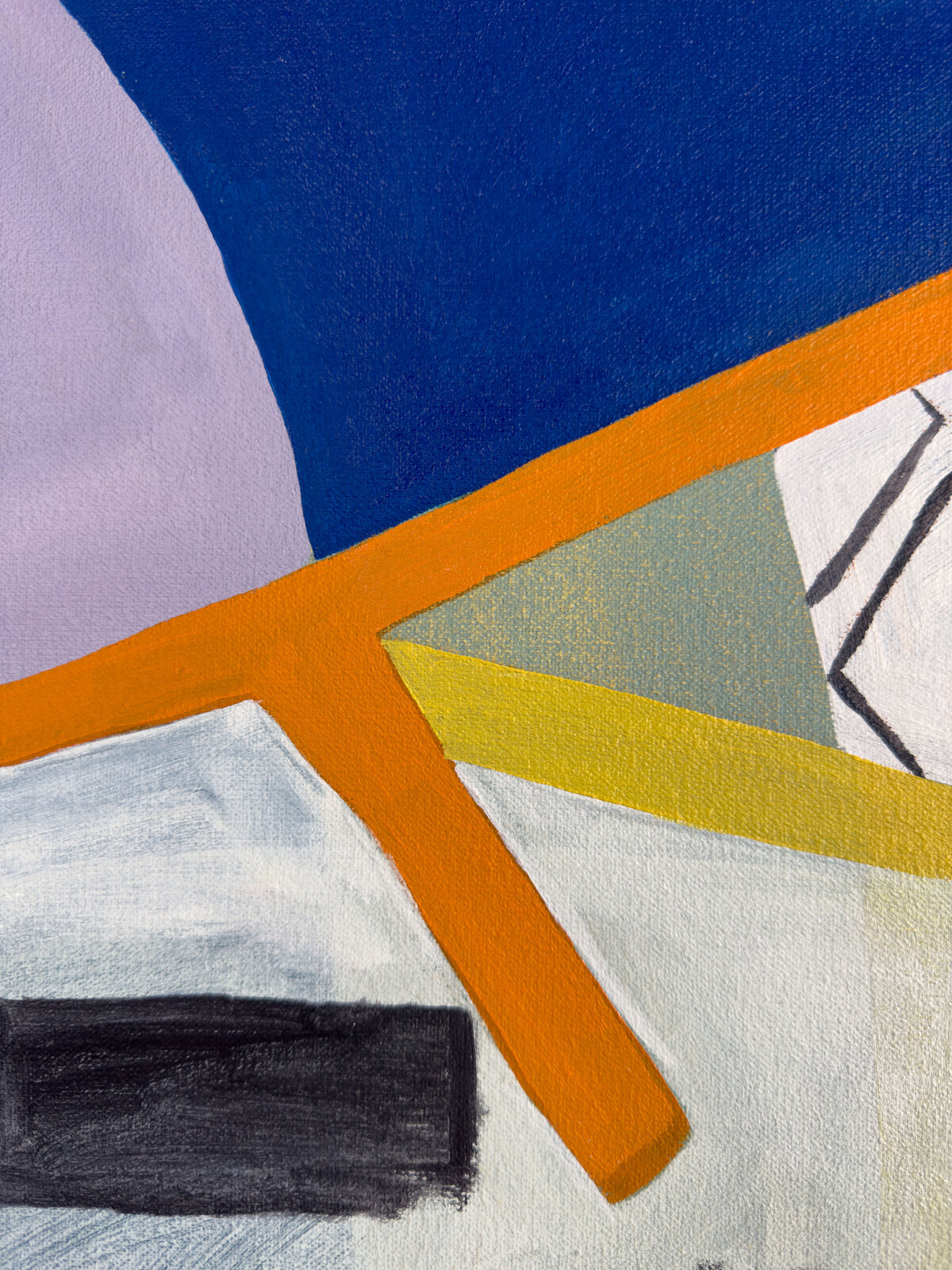 A colorful abstract composition featuring geometric shapes, patterns, and bold colors.
