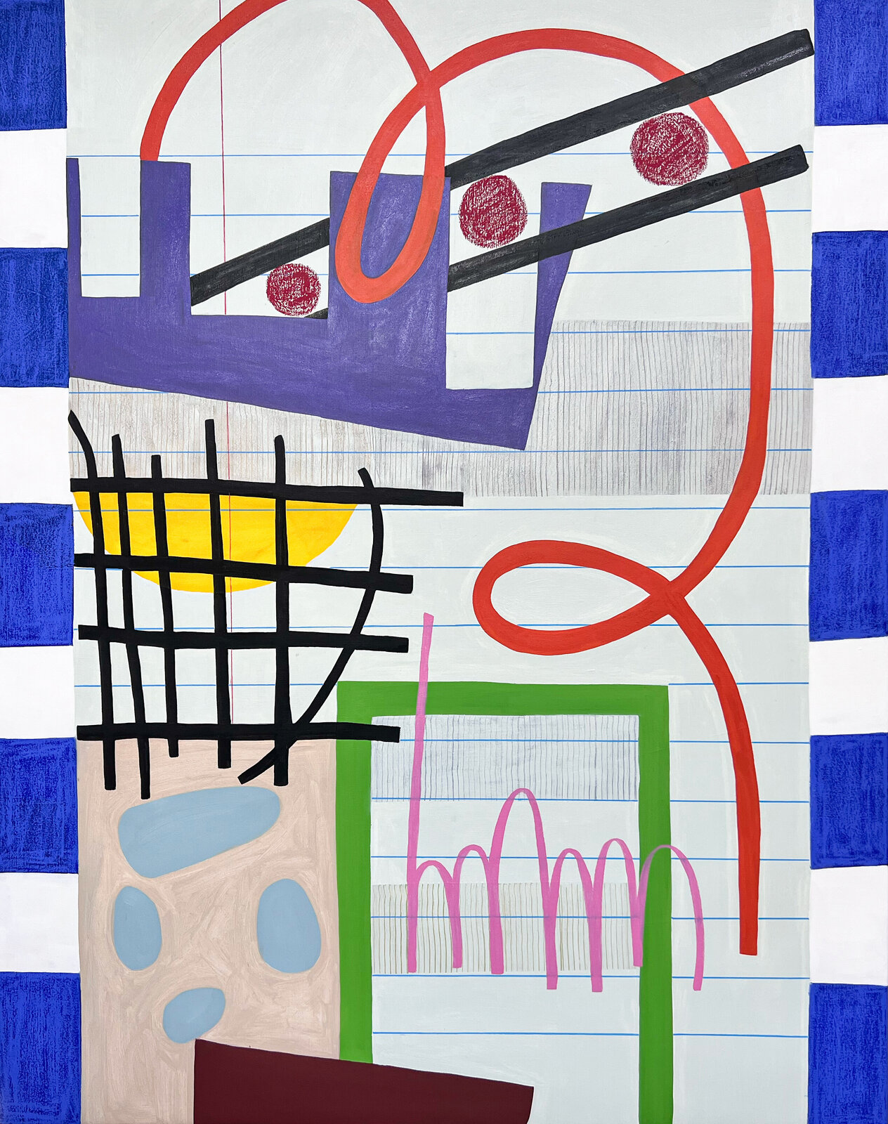 Artwork by Rebekah Andrade, Double Dutch, Made of Oil, Acrylic, Oil Pastel, and Oil Pen on Canvas 