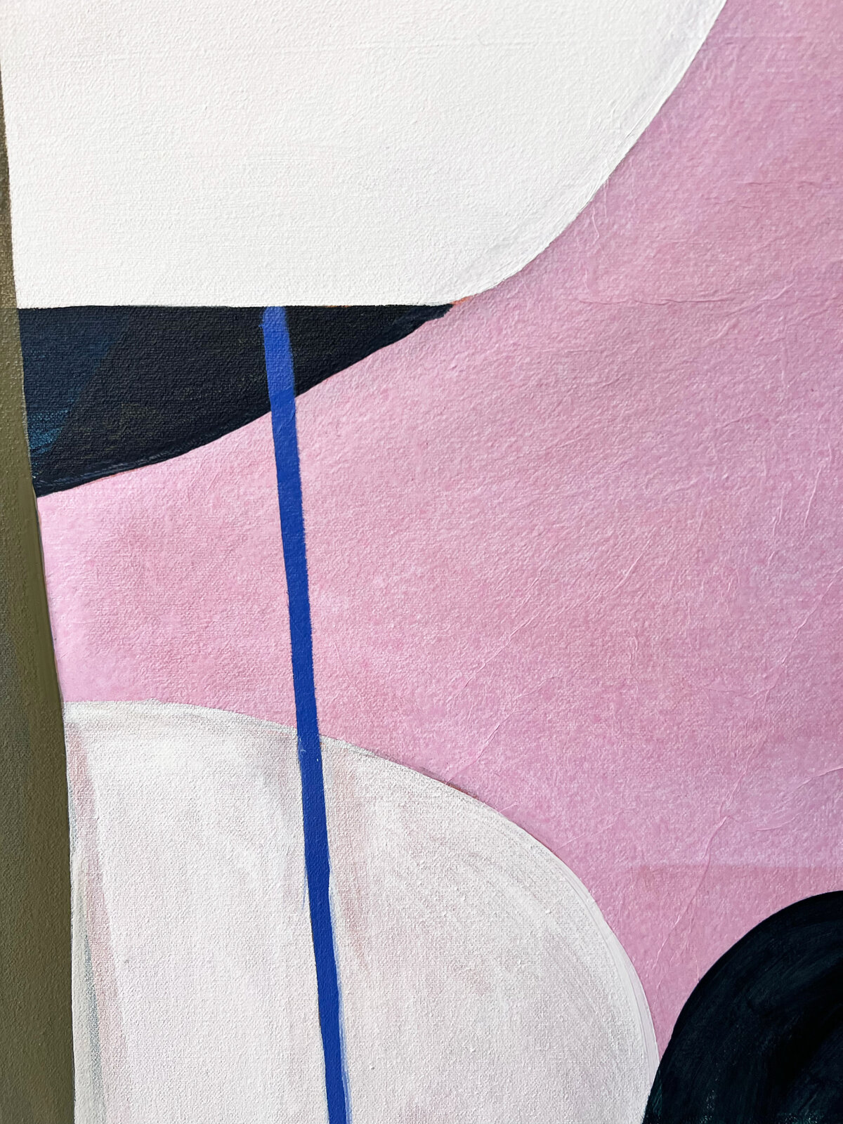 An abstract composition blending geometric shapes with soft, organic forms in a muted color palette.