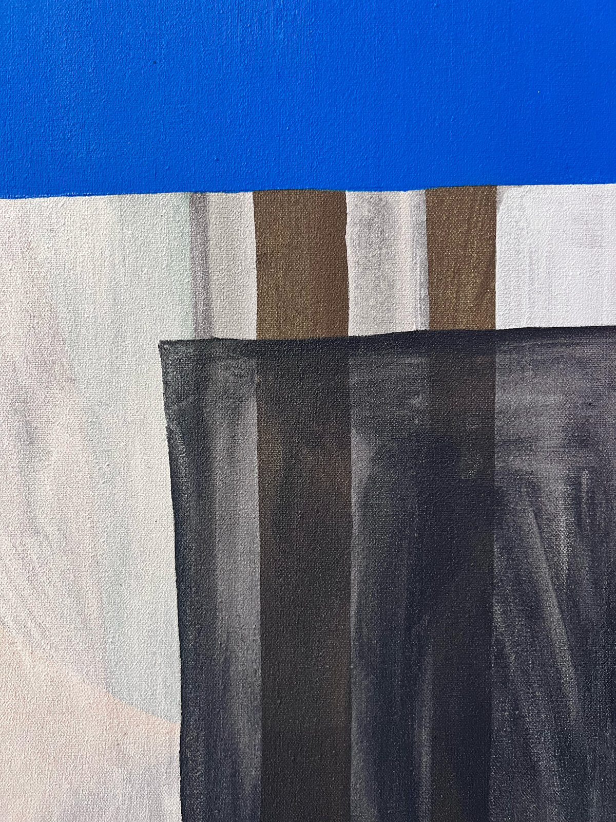 An abstract composition blending geometric shapes with soft, organic forms in a muted color palette.