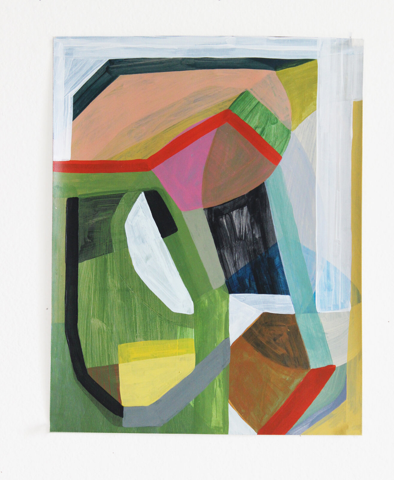 An abstract composition of geometric shapes and bold colors.