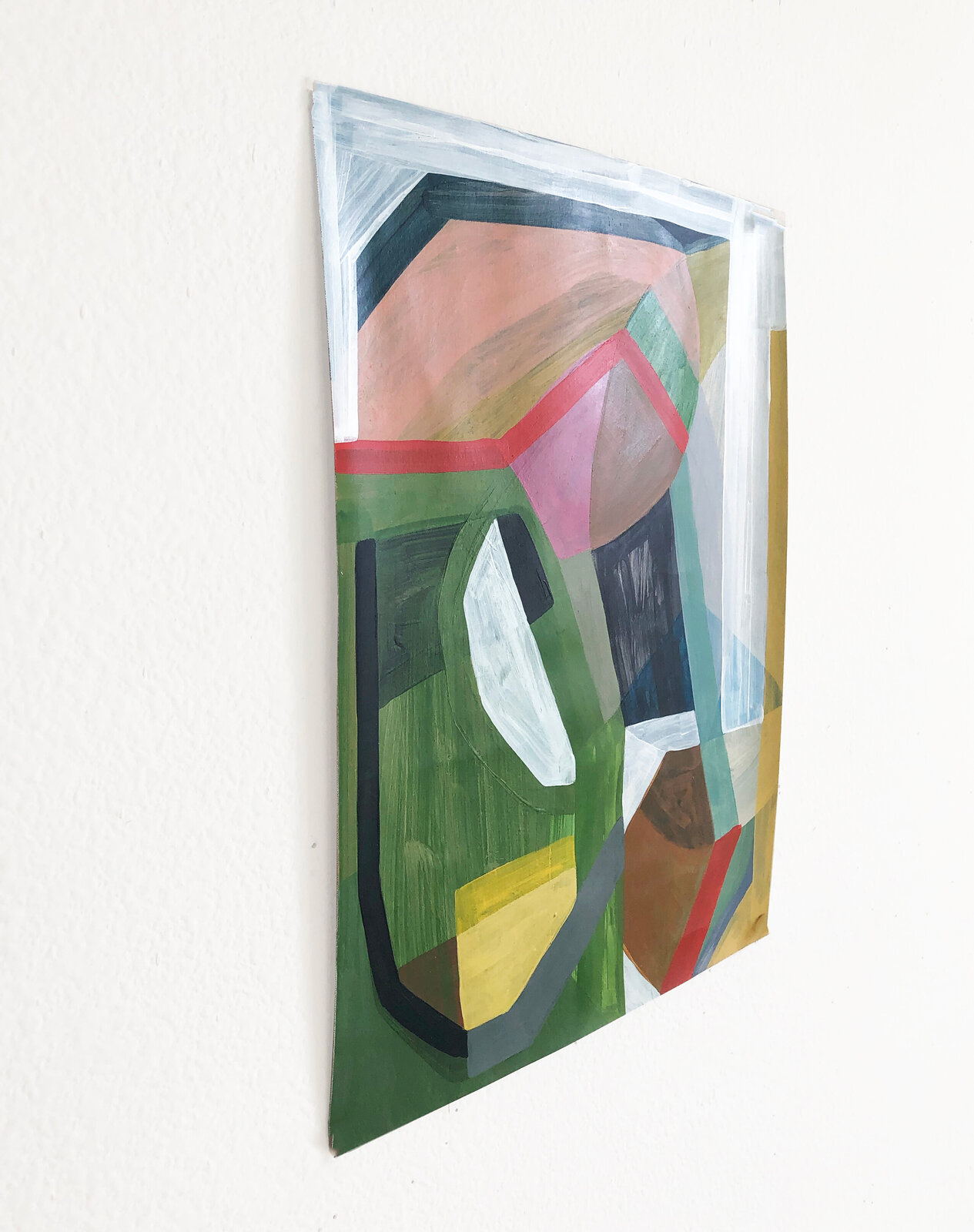 An abstract composition of geometric shapes and bold colors.