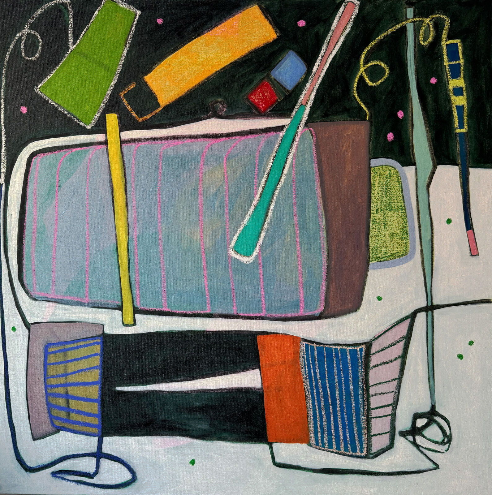 Artwork by Rebekah Andrade, Drawing Class, Made of Oil, Acrylic, Pastel on Canvas 