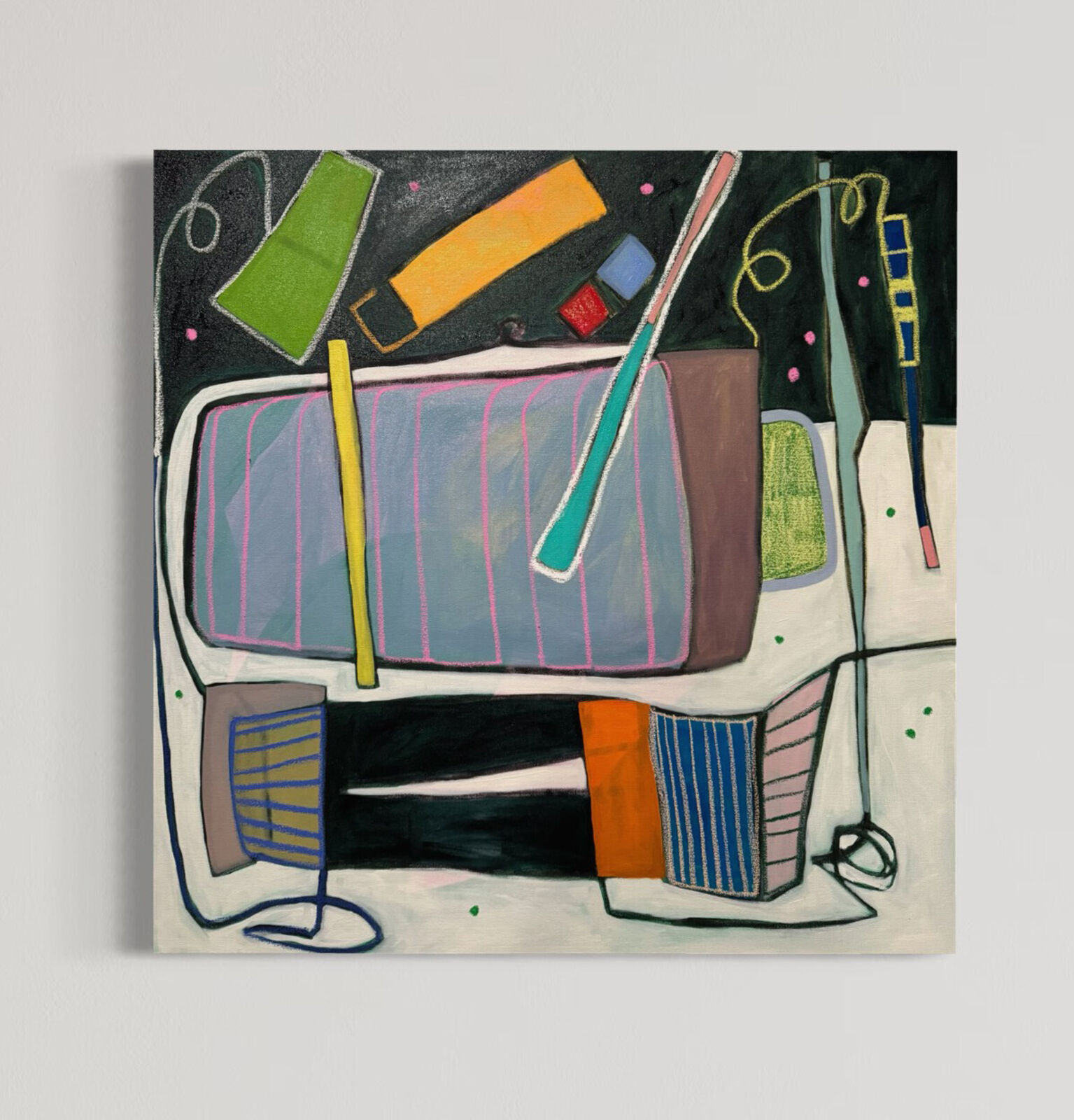 Artwork by Rebekah Andrade, Drawing Class, Made of Oil, Acrylic, Pastel on Canvas 