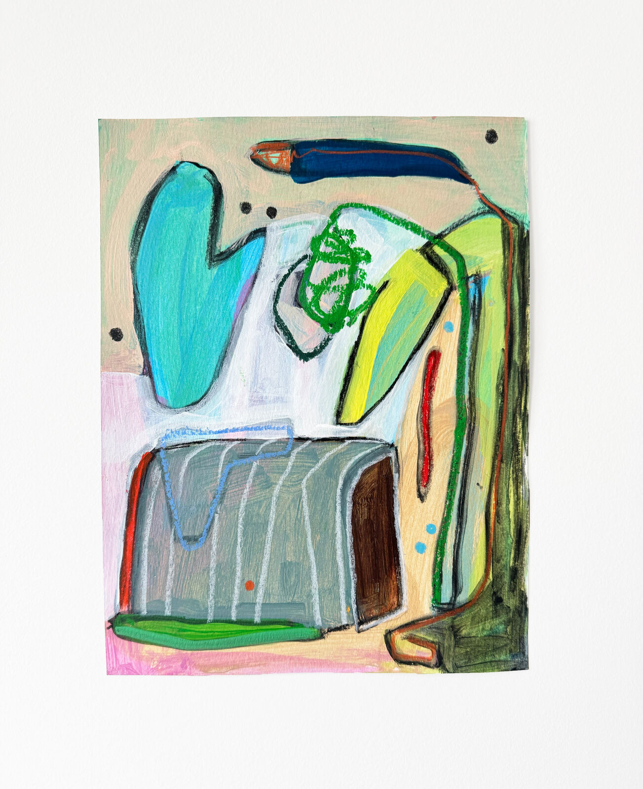 A colorful abstract study of a chair with bold strokes and vibrant hues.