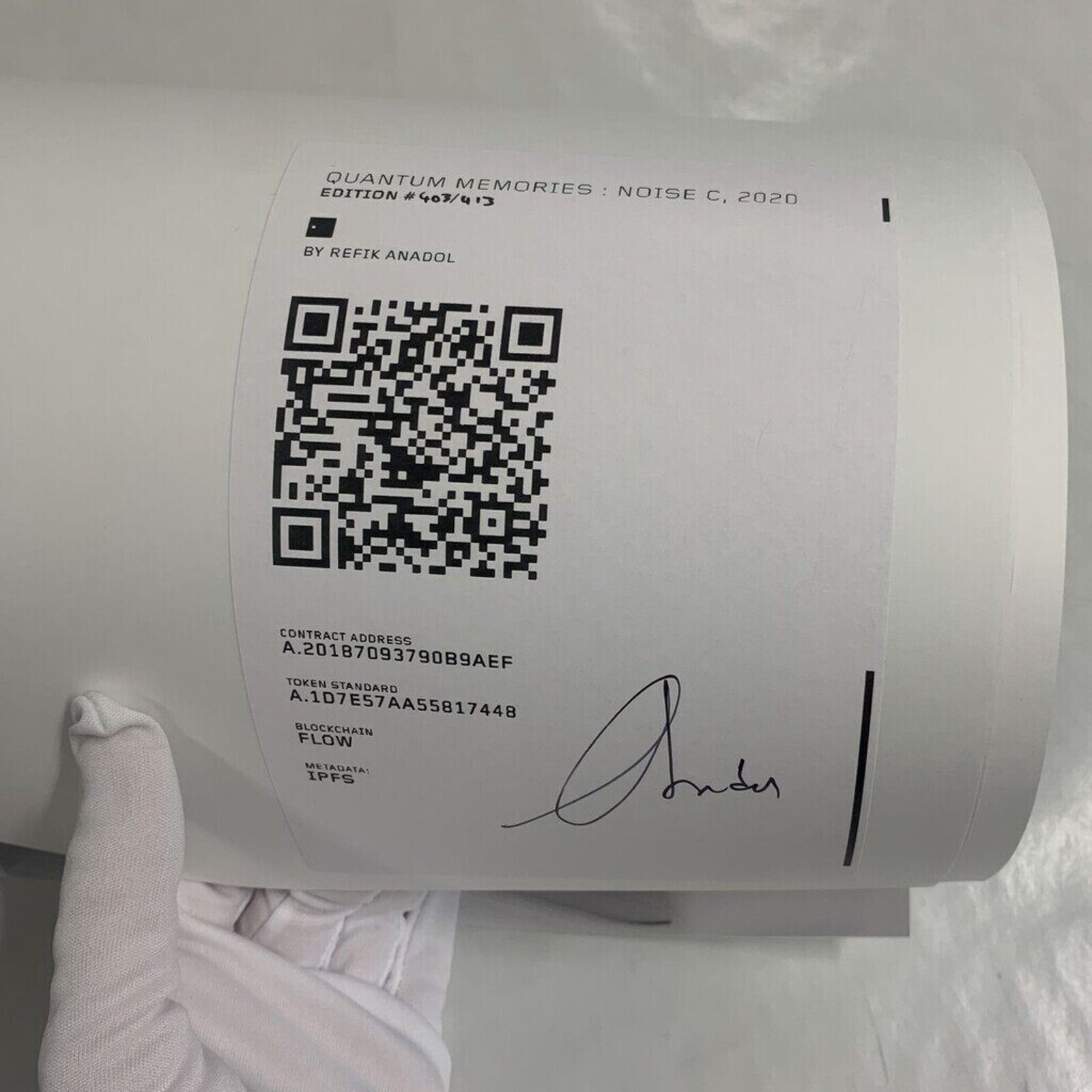 Artwork by Refik Anadol, Quantum Memories: Noise A, B, C, Made of C-Print 