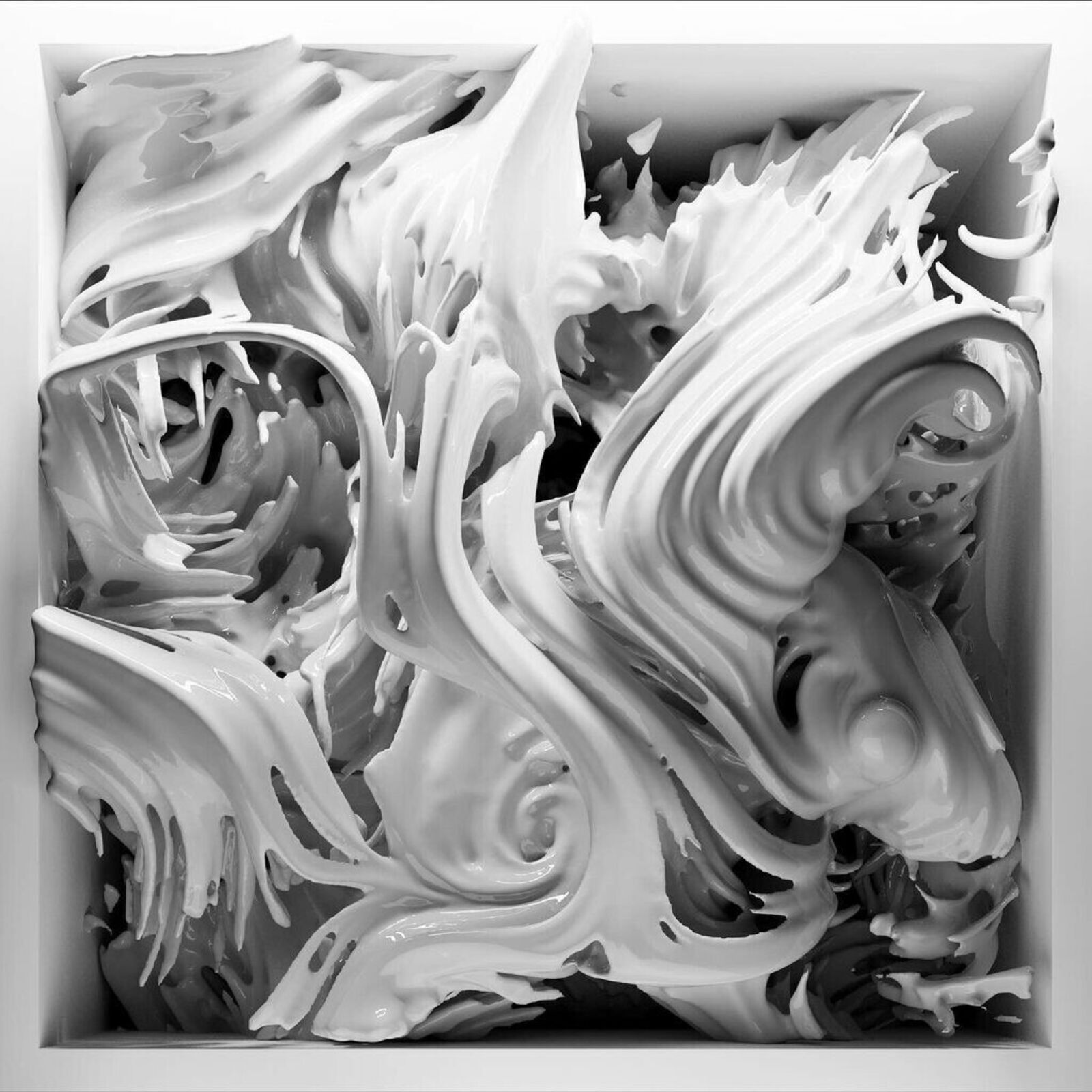 Artwork by Refik Anadol, Quantum Memories: Noise A, B, C, Made of C-Print 