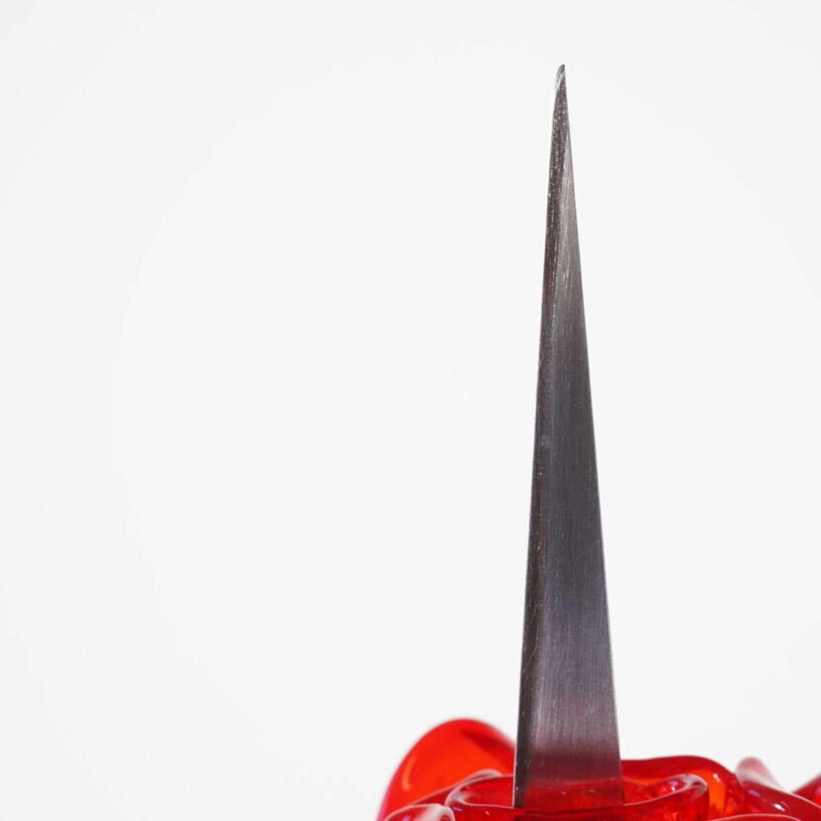 Artwork by Renate Bertlmann, Discordo Ergo Sum: Knife-Rose, Made of Murano glass and metal, protected by acrylic case 