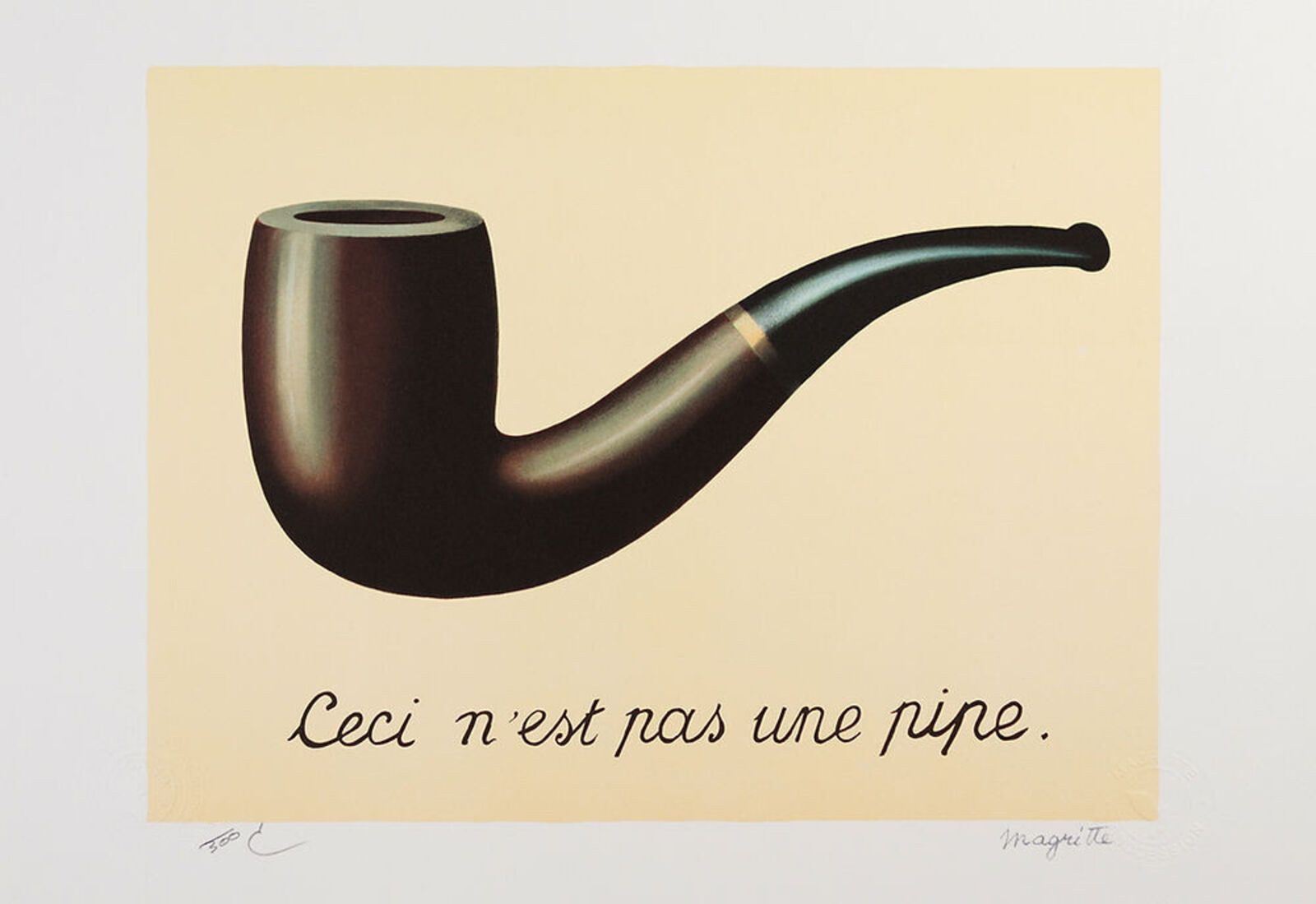 A painting of a pipe with a quote on it.