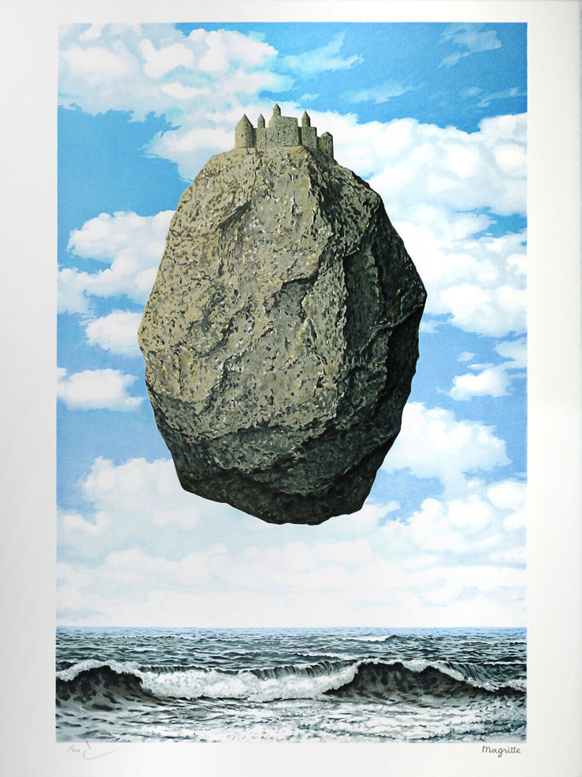 Artwork by René Magritte, Le Château des Pyrénées (The Castle of the Pyrenees), Made of 5 colors lithograph on 300g BFK Rives paper 