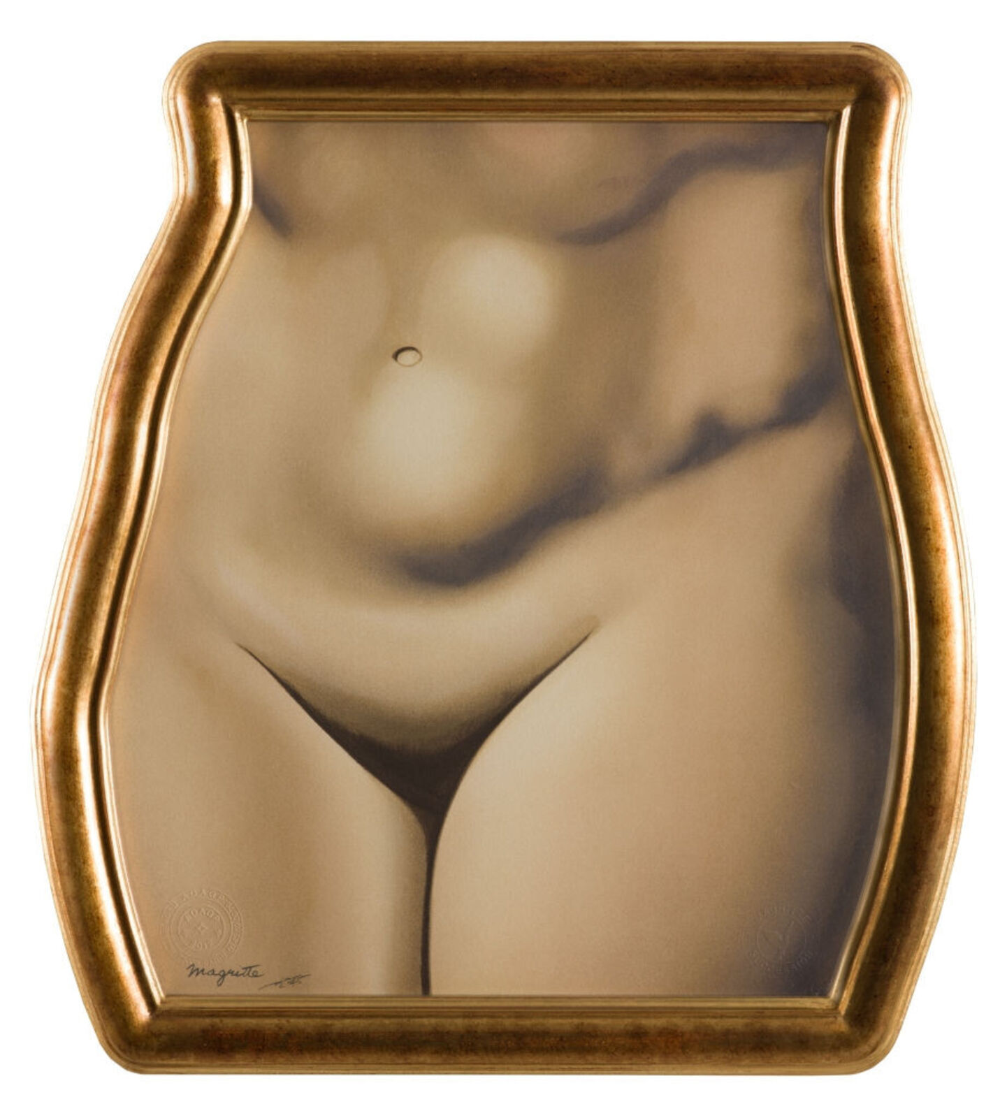 A painting of a nude woman in a gold frame.