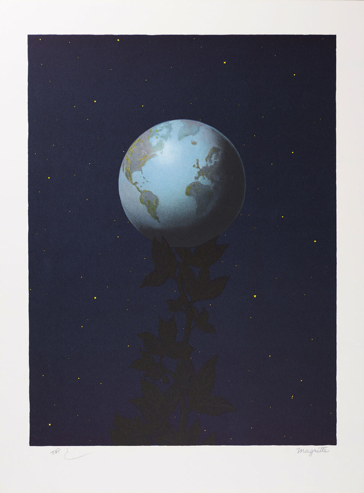 A picture of the earth on a stem of a plant.