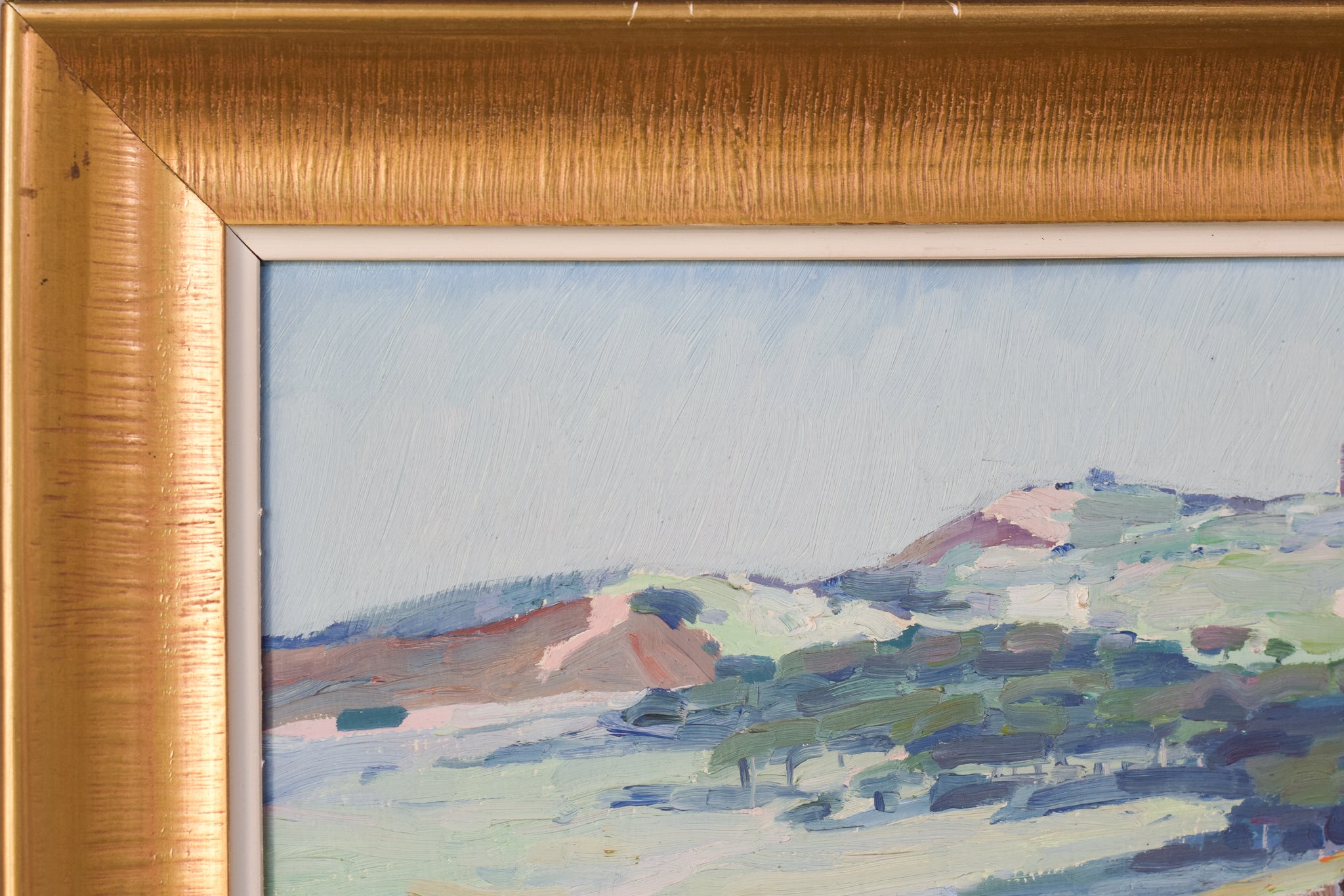 Artwork by Ricard Tárrega Viladoms, Post Impressionist Landscape with Boats, Made of Oil on board 