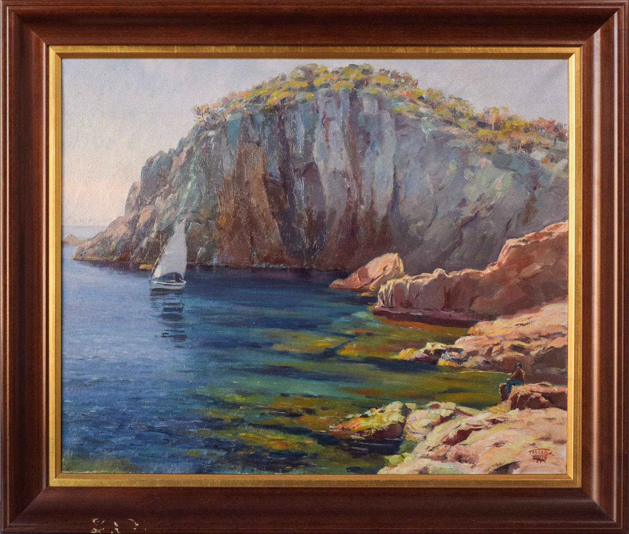 Artwork by Ricard Tárrega Viladoms, Spanish Cala Landscape, Made of Oil on canvas 