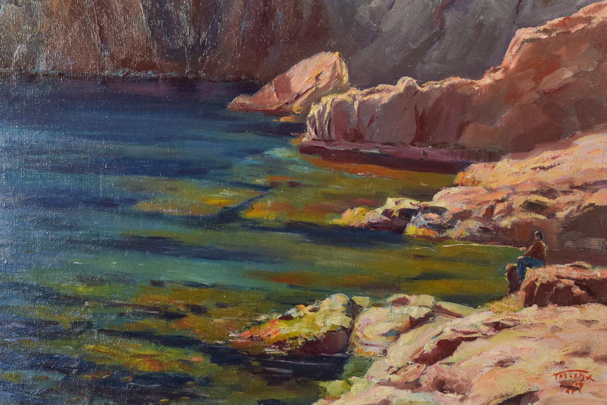 Artwork by Ricard Tárrega Viladoms, Spanish Cala Landscape, Made of Oil on canvas 