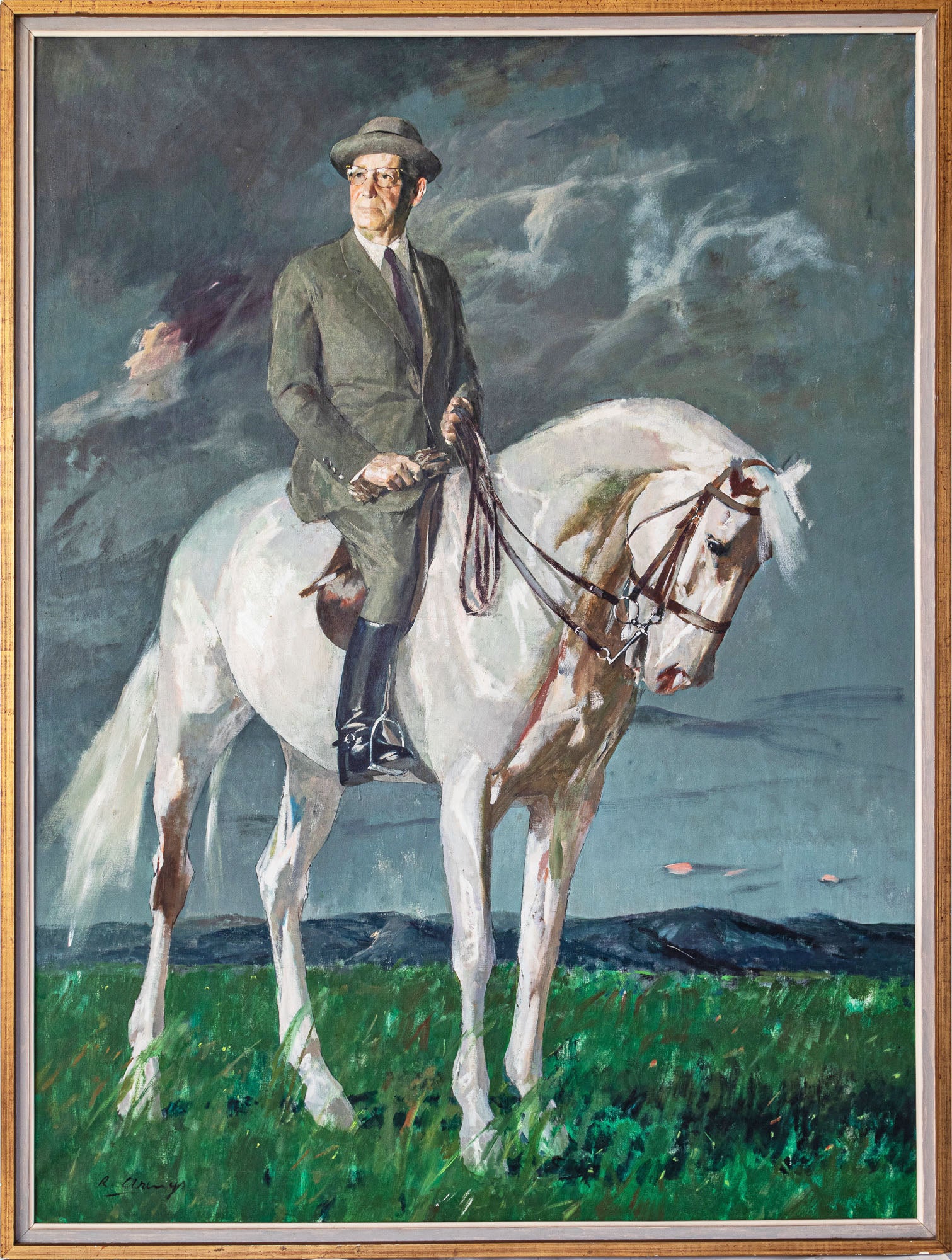 Artwork by Ricard‏ Arenys Galdón, Camilo José Cela - Full Length portrait on a horse, Made of Oil on canvas 