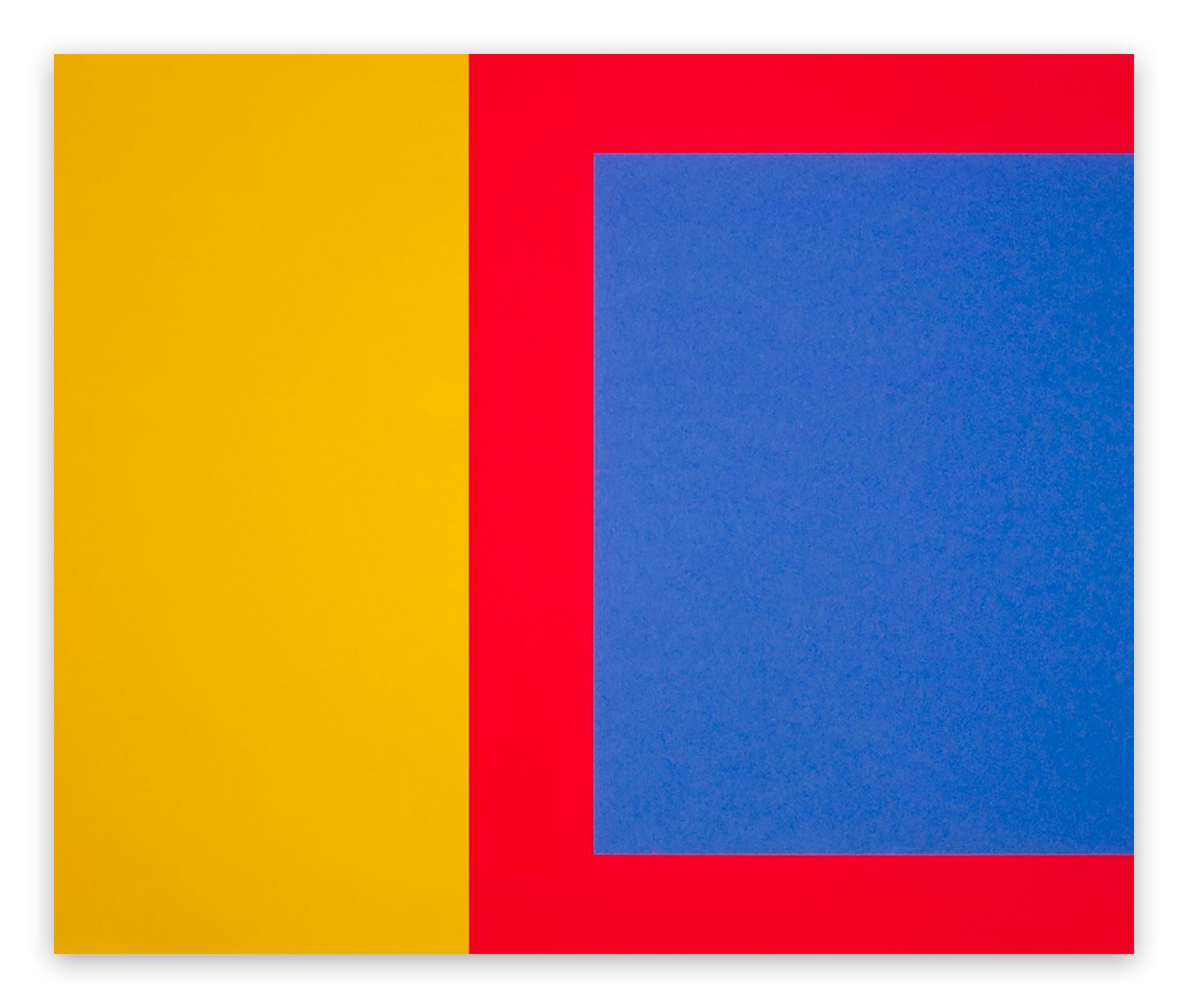 A red, yellow and blue square on a white background.