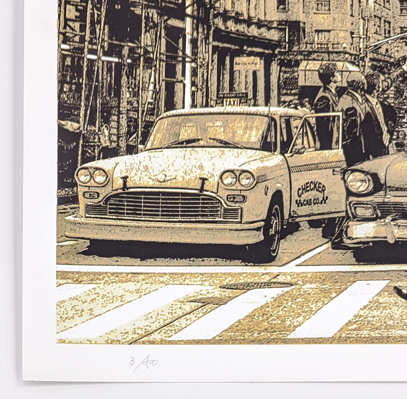 A picture of a city street with cars and people crossing the street.