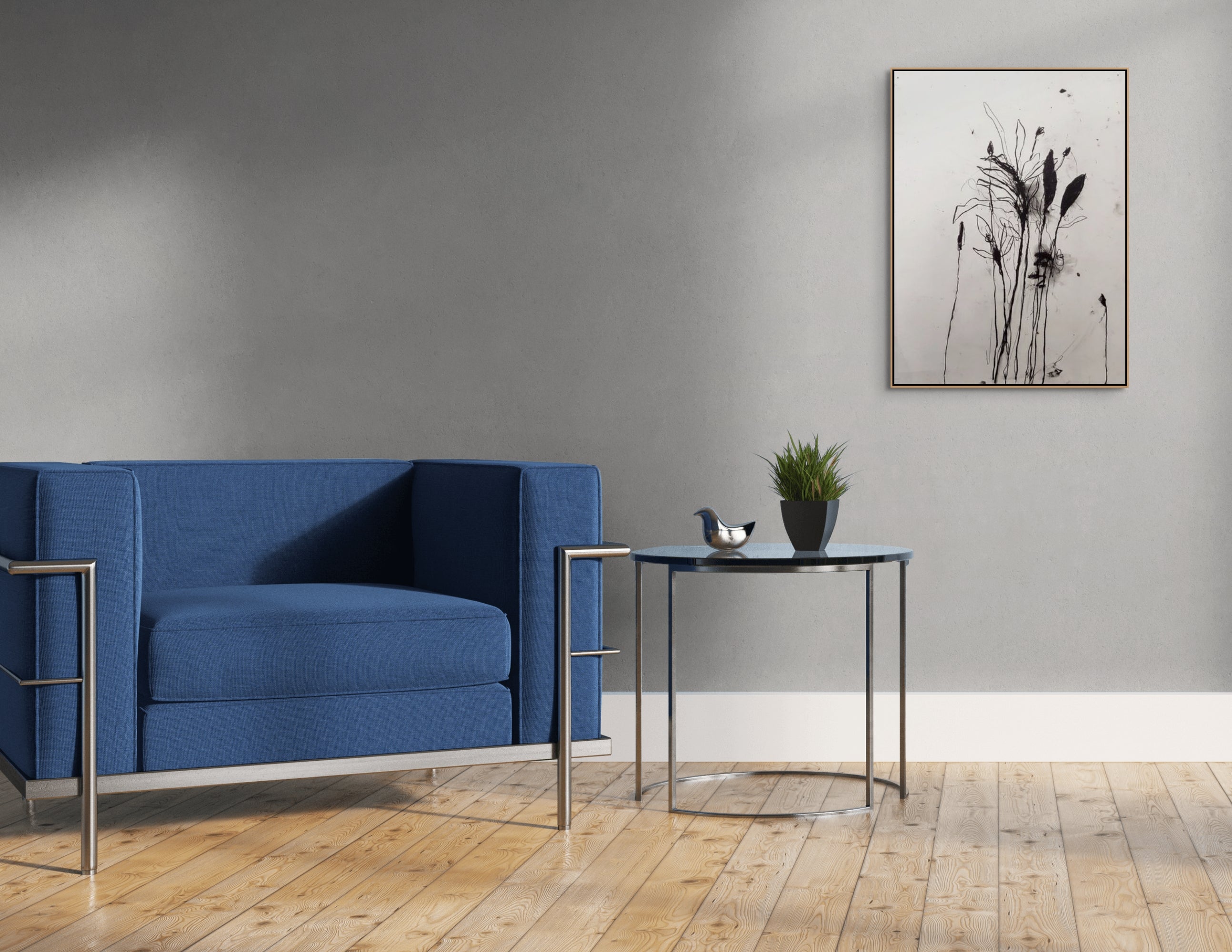 Artwork by Robert Baribeau, In the weeds ink bloom #6, Made of Charcoal & Oil stick on paper 