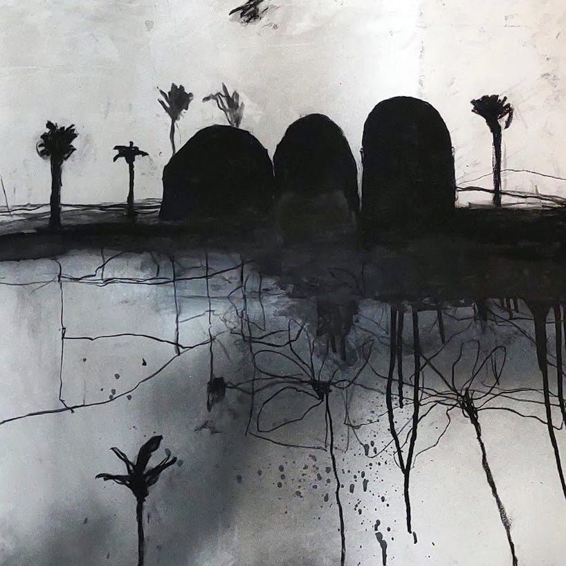 Artwork by Robert Baribeau, The Palms #6, Made of Charcoal on paper 