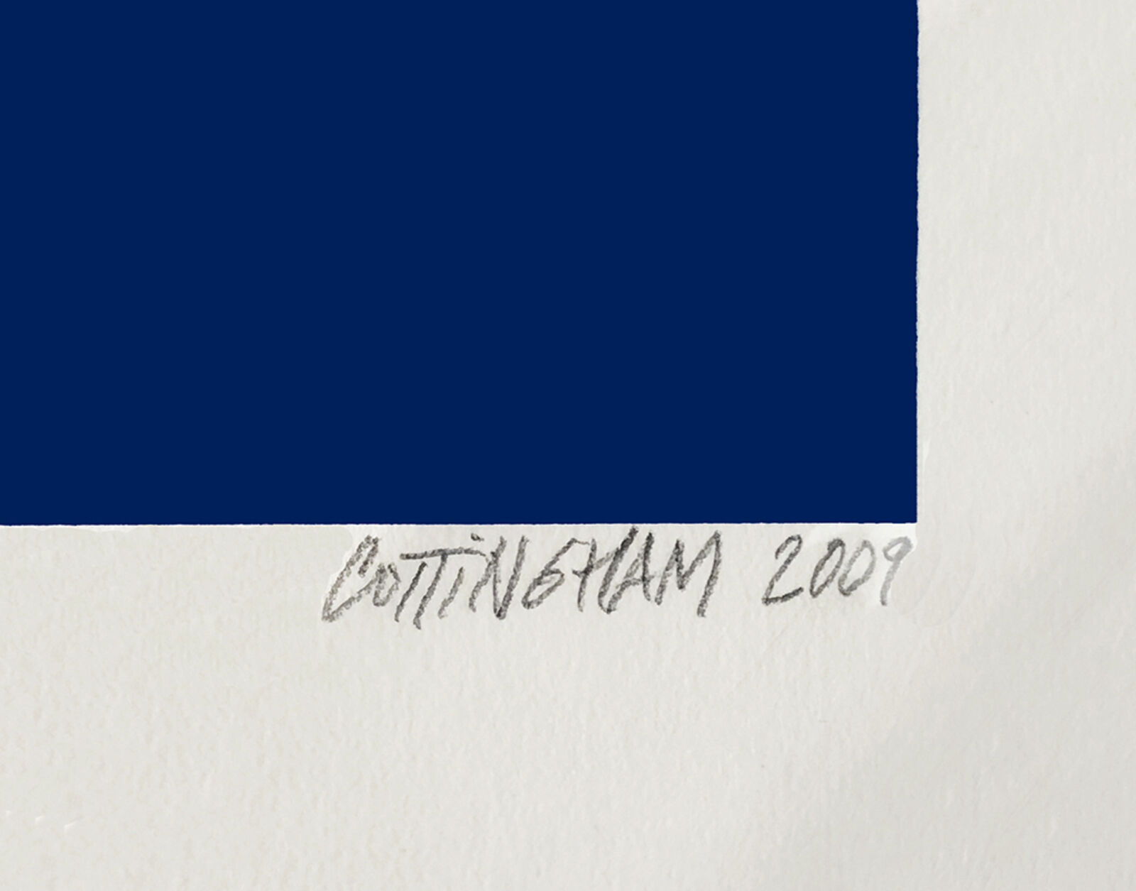 A painting of a blue and green sign with the word Blues on it.