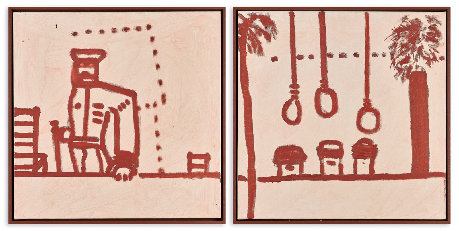 Four Simple Paintings Instigated by Philip Guston (diptych A) by Robert Hodgins, 2010