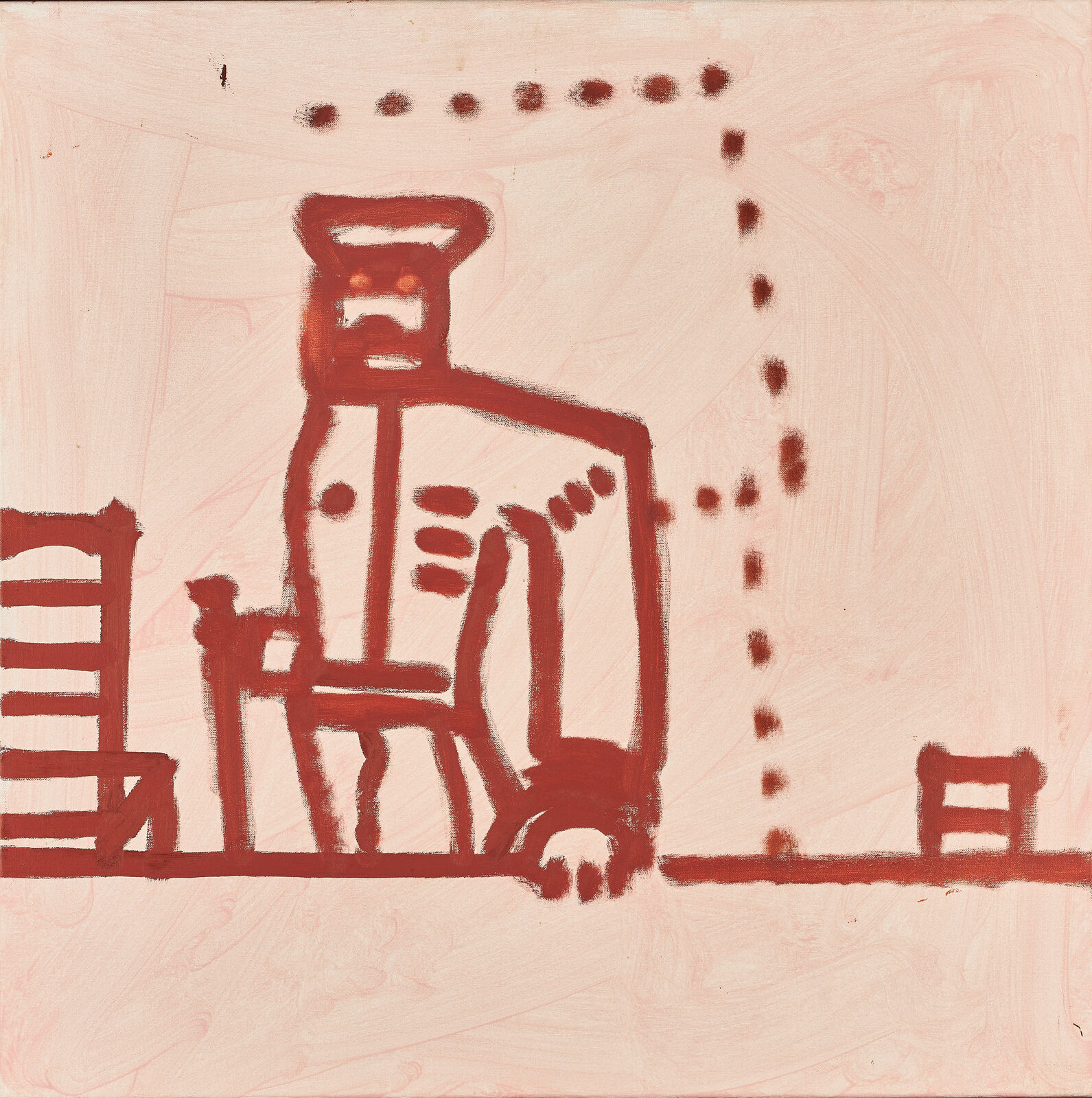Artwork by Robert Hodgins, Four Simple Paintings Instigated by Philip Guston (diptych A), Made of Oil on canvas 