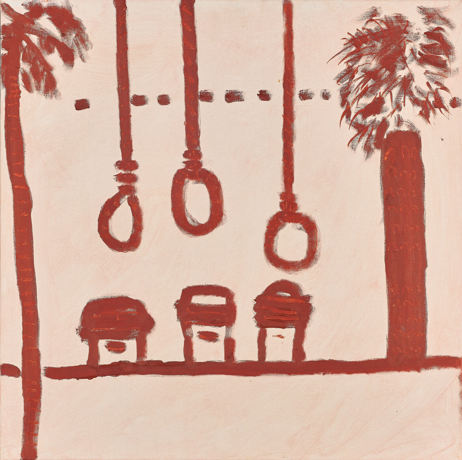 Artwork by Robert Hodgins, Four Simple Paintings Instigated by Philip Guston (diptych A), Made of Oil on canvas 
