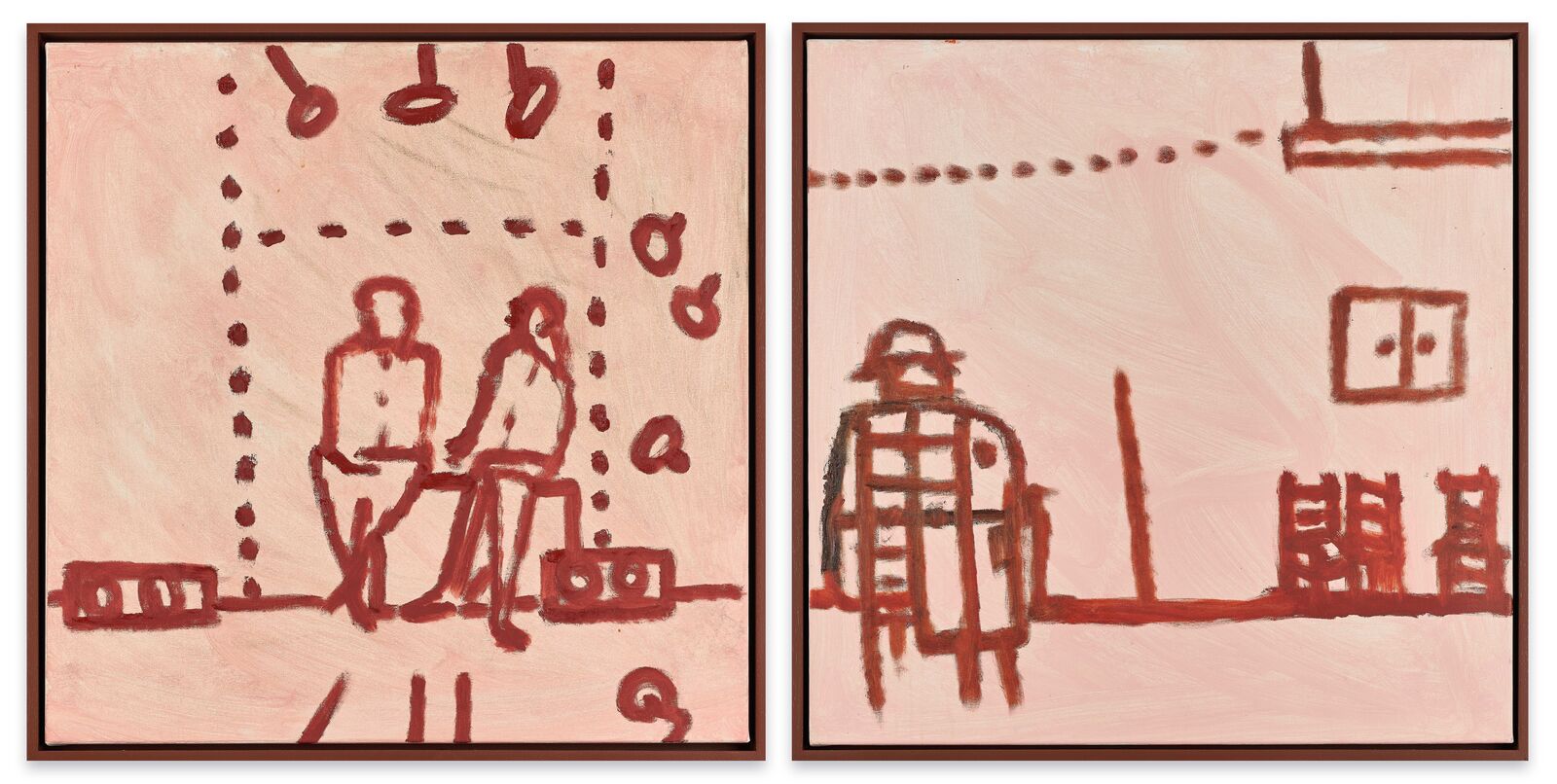 Four Simple Paintings Instigated by Philip Guston (diptych B) by Robert Hodgins, 2010
