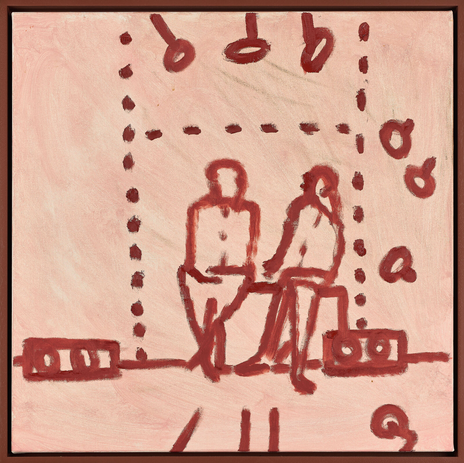 Artwork by Robert Hodgins, Four Simple Paintings Instigated by Philip Guston (diptych B), Made of Oil on canvas 