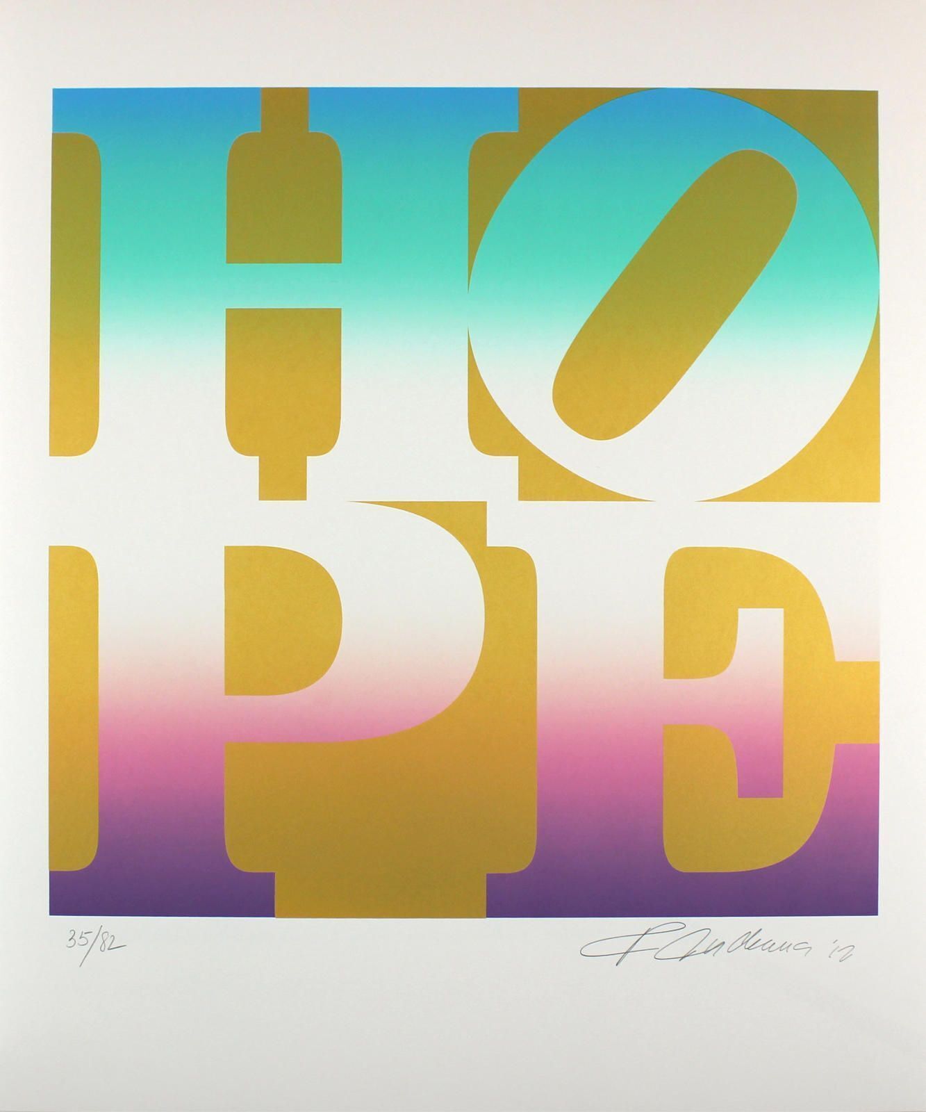 Artwork by Robert Indiana, FOUR SEASONS OF HOPE PORTFOLIO (GOLD), Made of Screen Print 