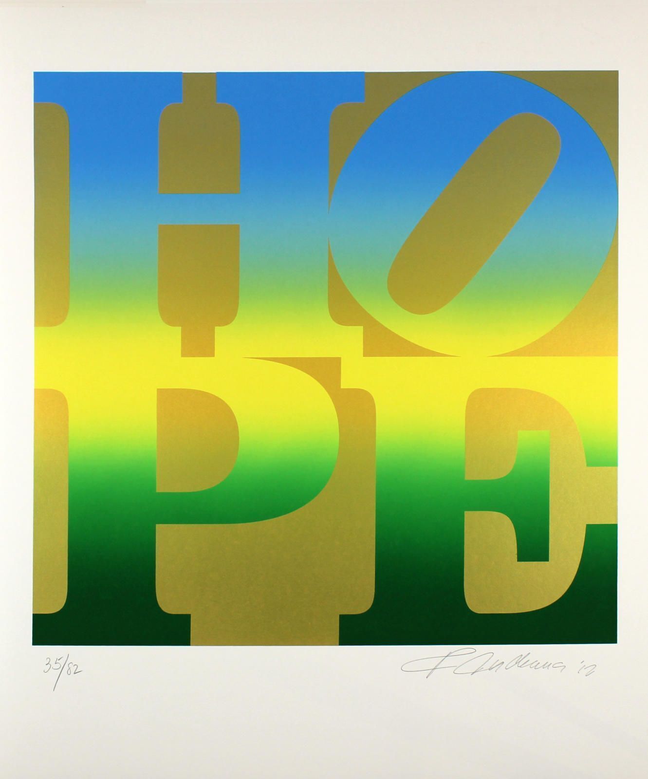 Artwork by Robert Indiana, FOUR SEASONS OF HOPE PORTFOLIO (GOLD), Made of Screen Print 