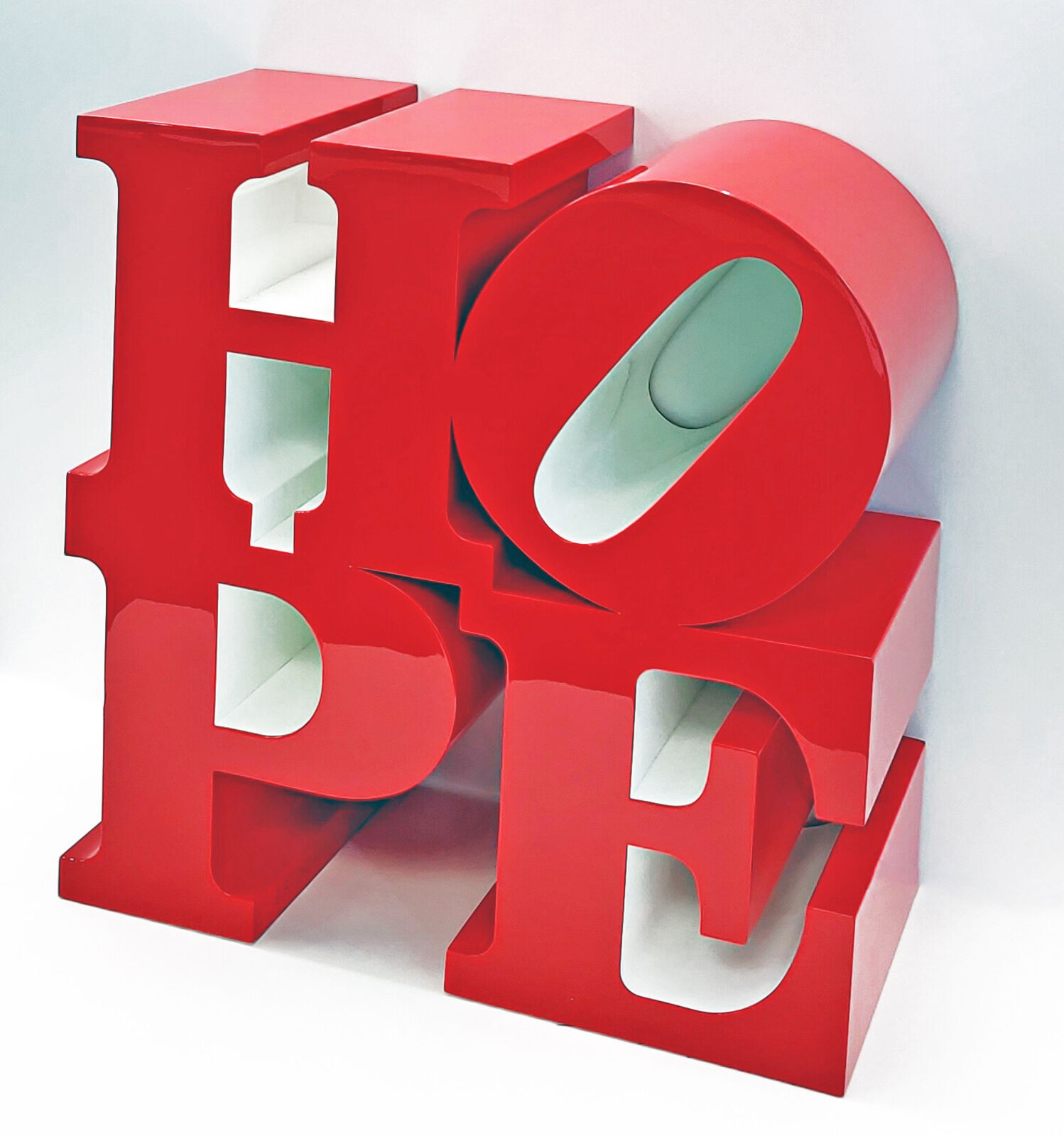 Artwork by Robert Indiana, HOPE (RED/WHITE) SCULPTURE, Made of Aluminum 