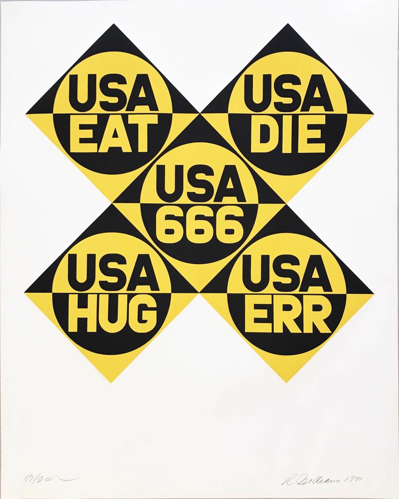 Artwork by Robert Indiana, Decade (USA 666), Made of Screenprint in colors on Schoellers Parole paper 