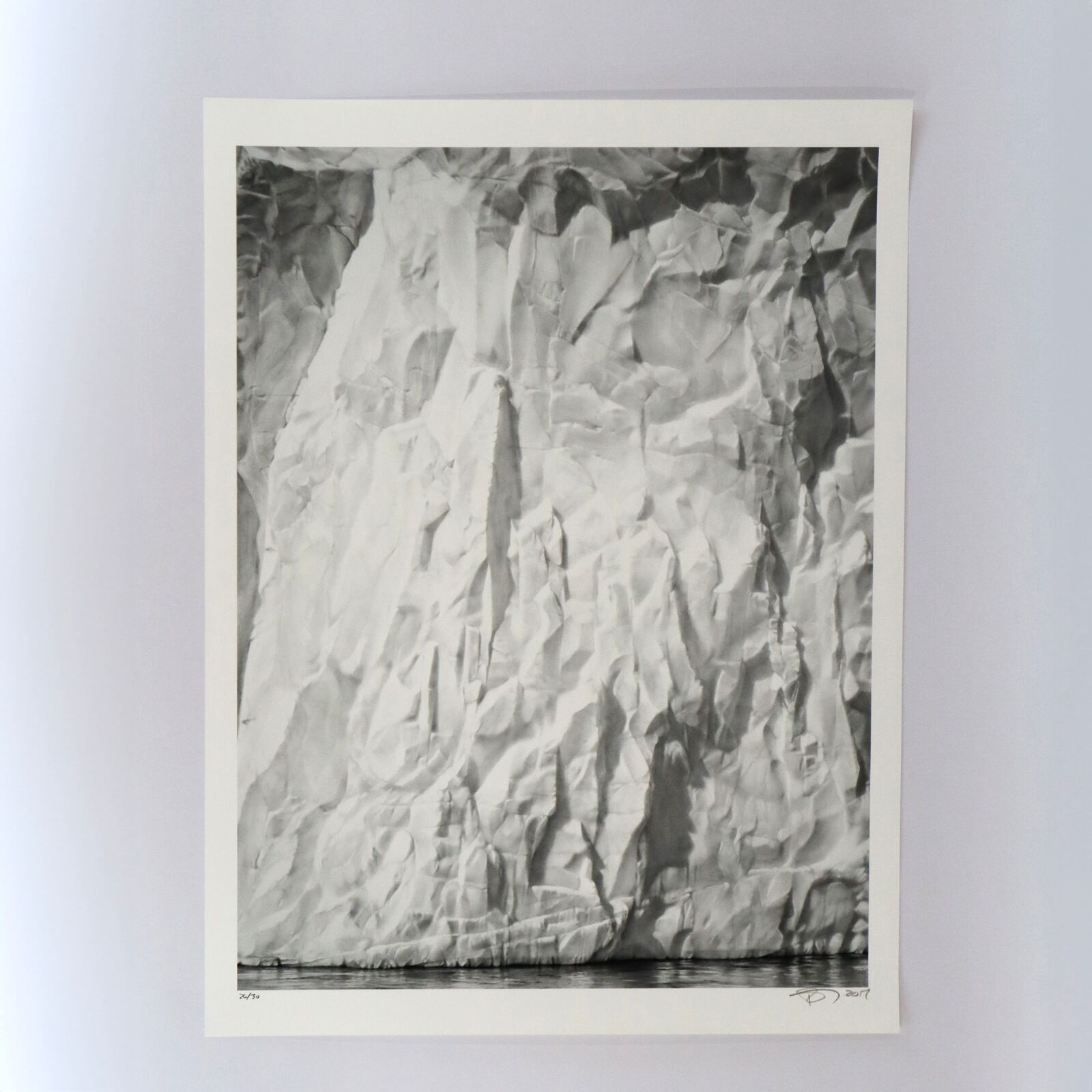 A black and white photo of a large piece of paper.