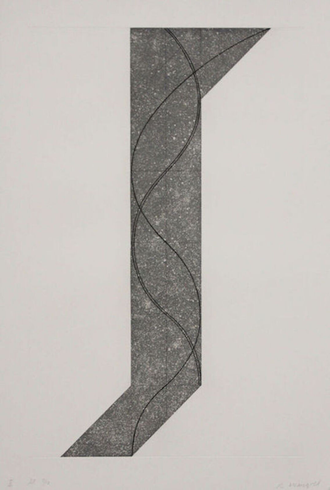 A black and white drawing of the letter T.