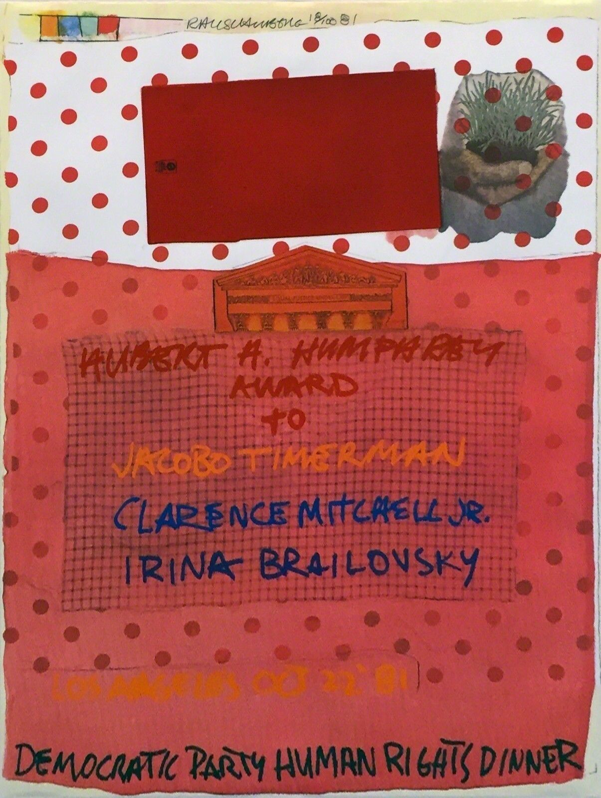 DEMOCRATIC PARTY HUMAN RIGHTS DINNER by Robert Rauschenberg, 1981