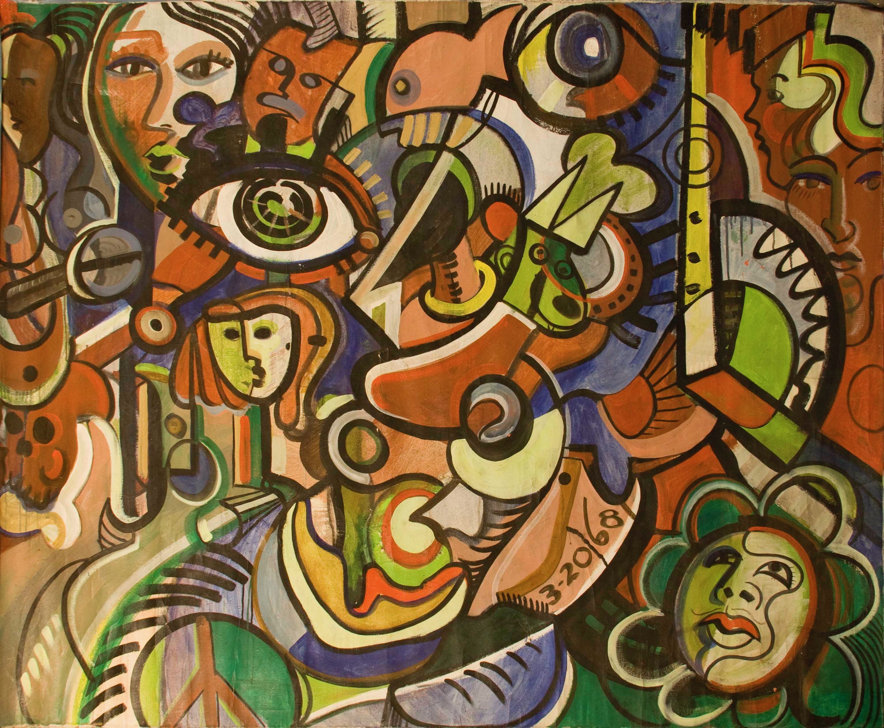 A painting of a group of people in a room.