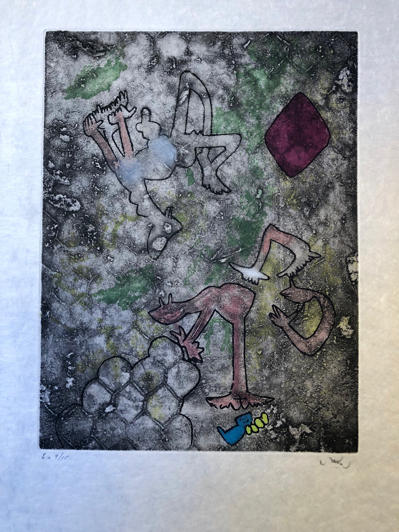 Center Noeds plate III by Roberto Matta, 1974