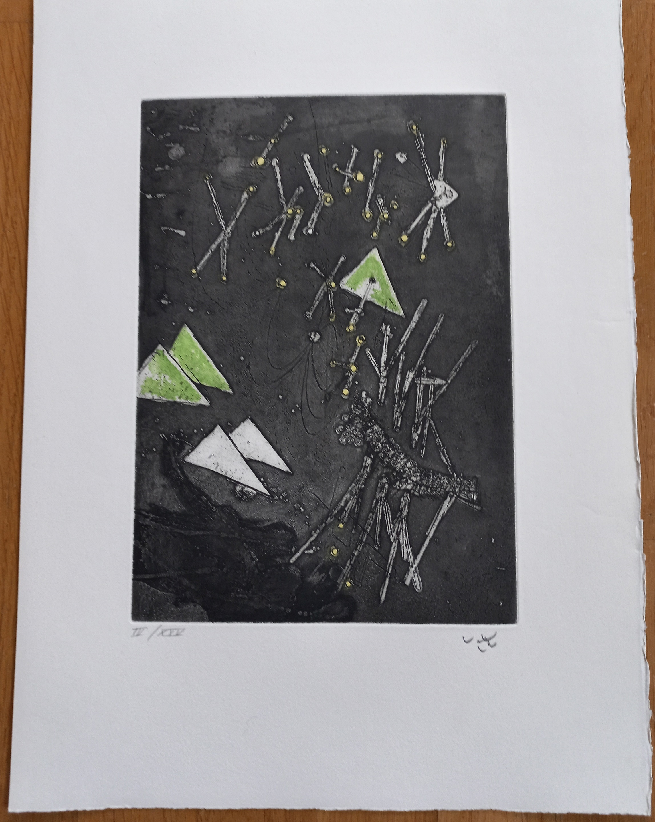 Droites Liberees plate XI by Roberto Matta, 1971