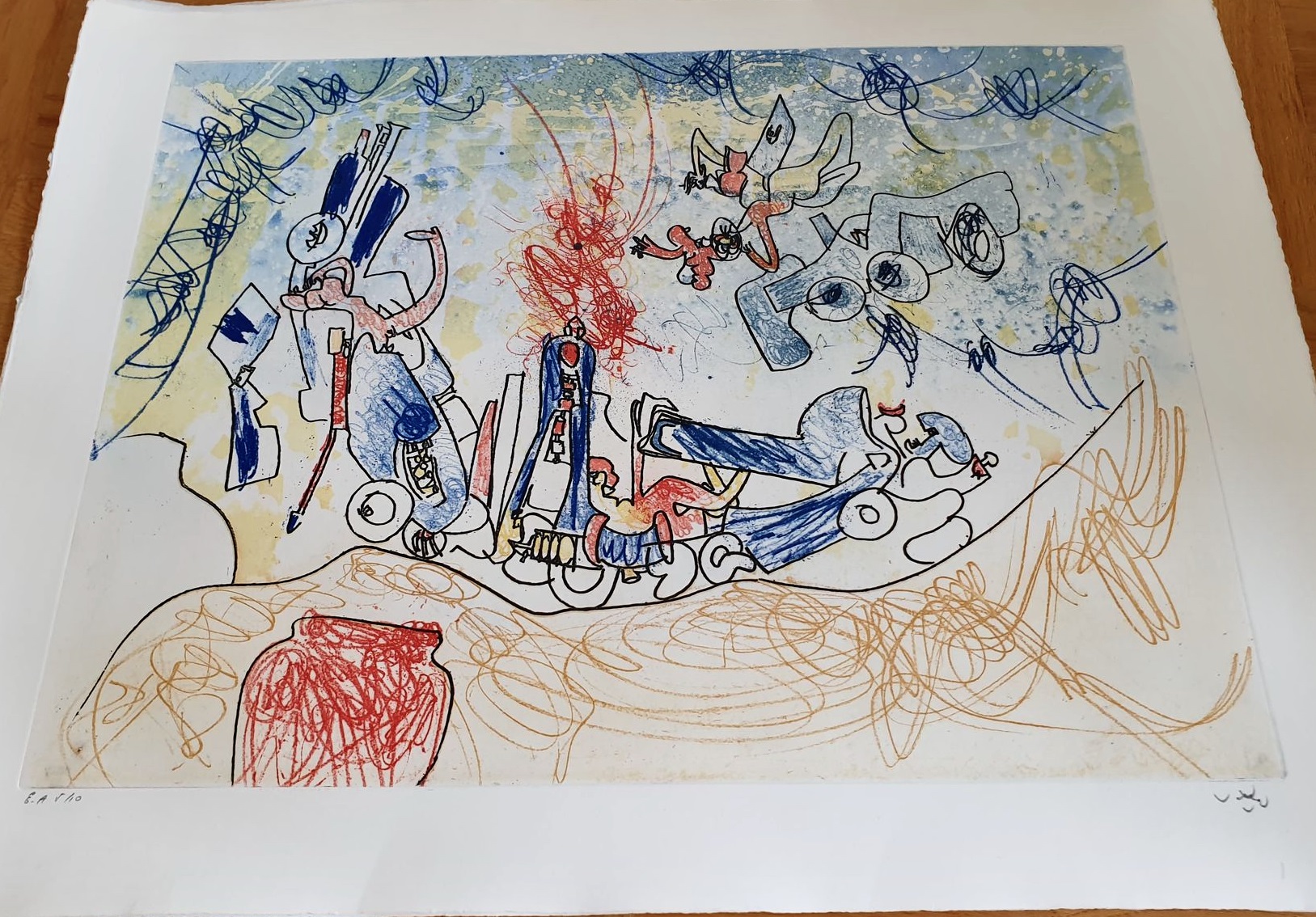 Artwork by Roberto Matta, Les Oh Tomobiles - image I, Made of Etching 