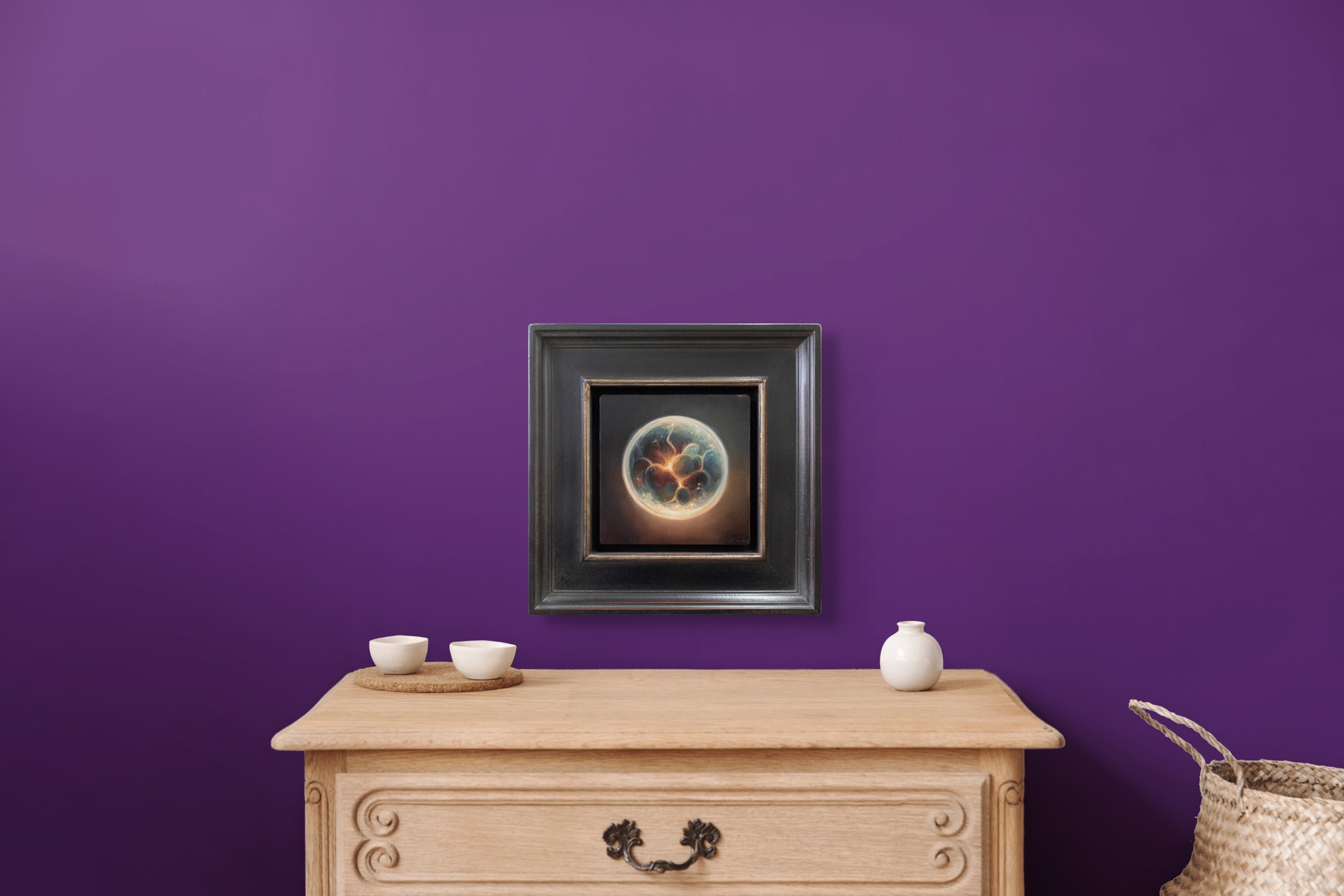 A painting of a heart in the middle of a circle.