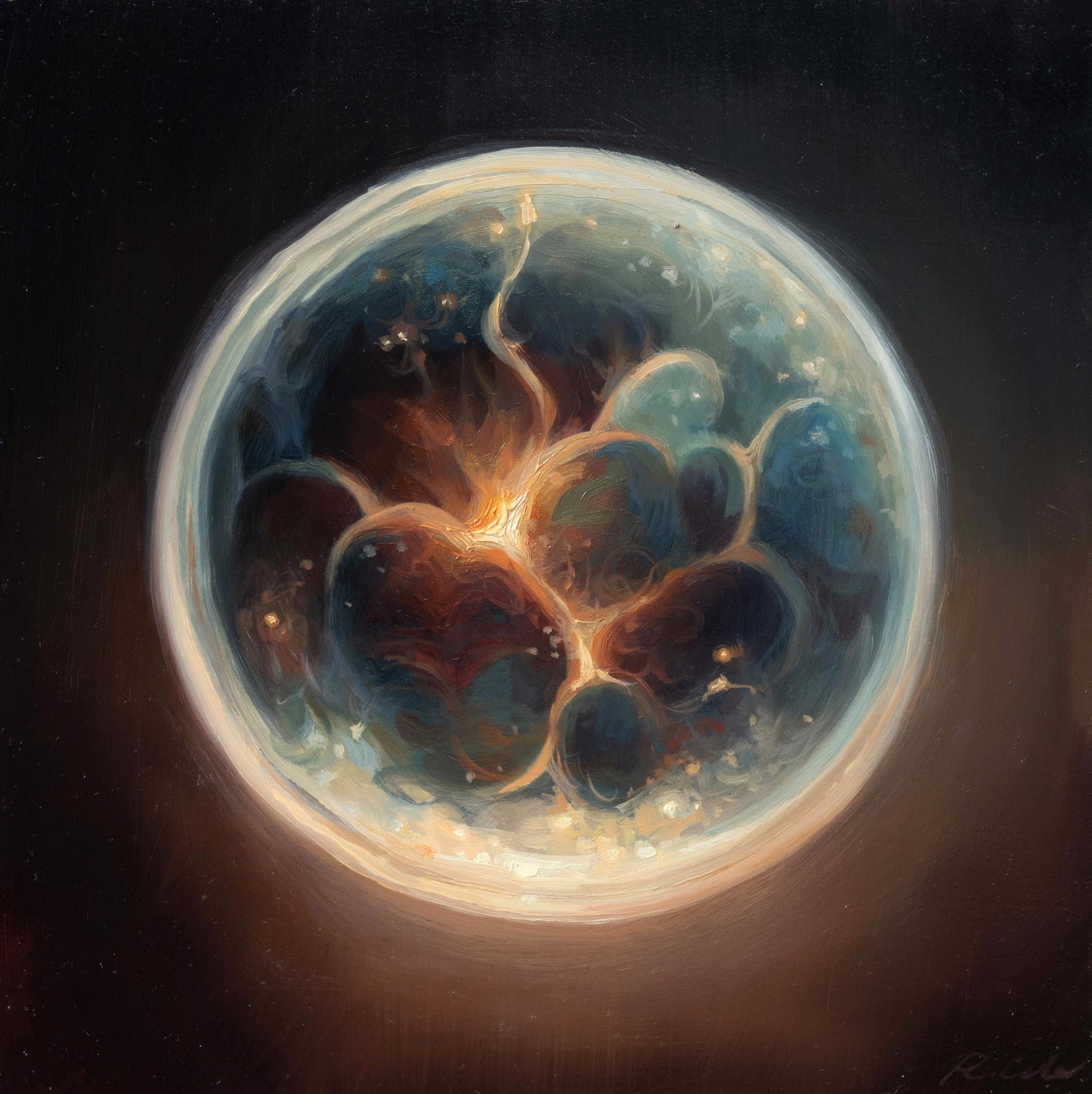 A painting of a heart in the middle of a circle.